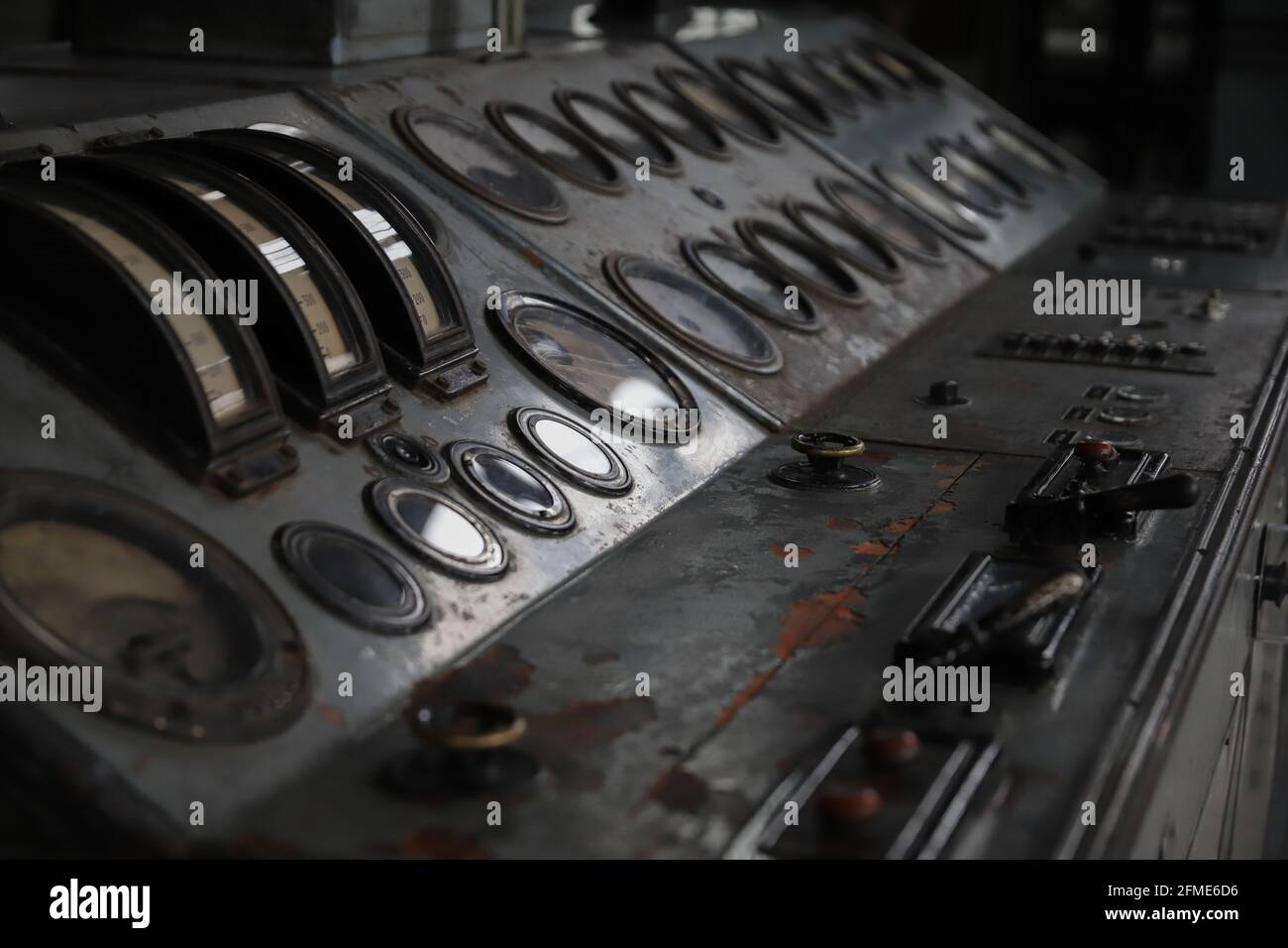 Control Panel of an old Power Plant Stock Photo - Alamy