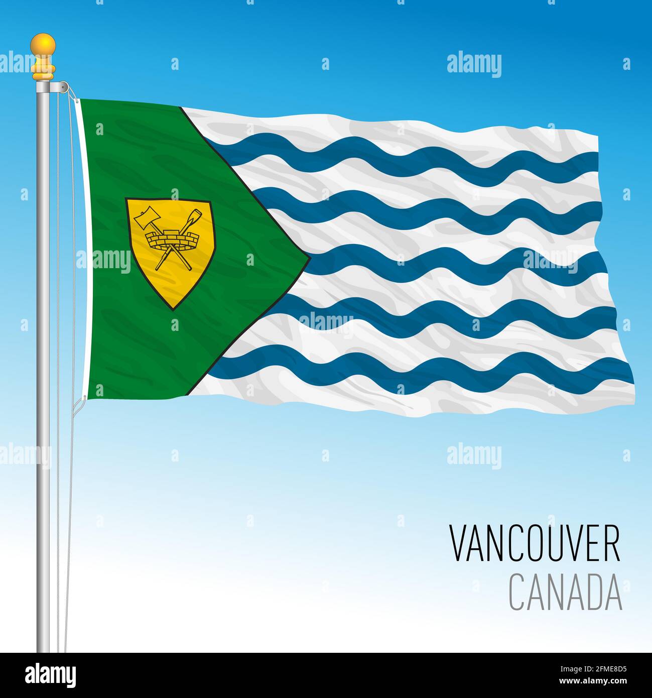 City of Vancouver flag, Canada, north american country, vector illustration Stock Vector