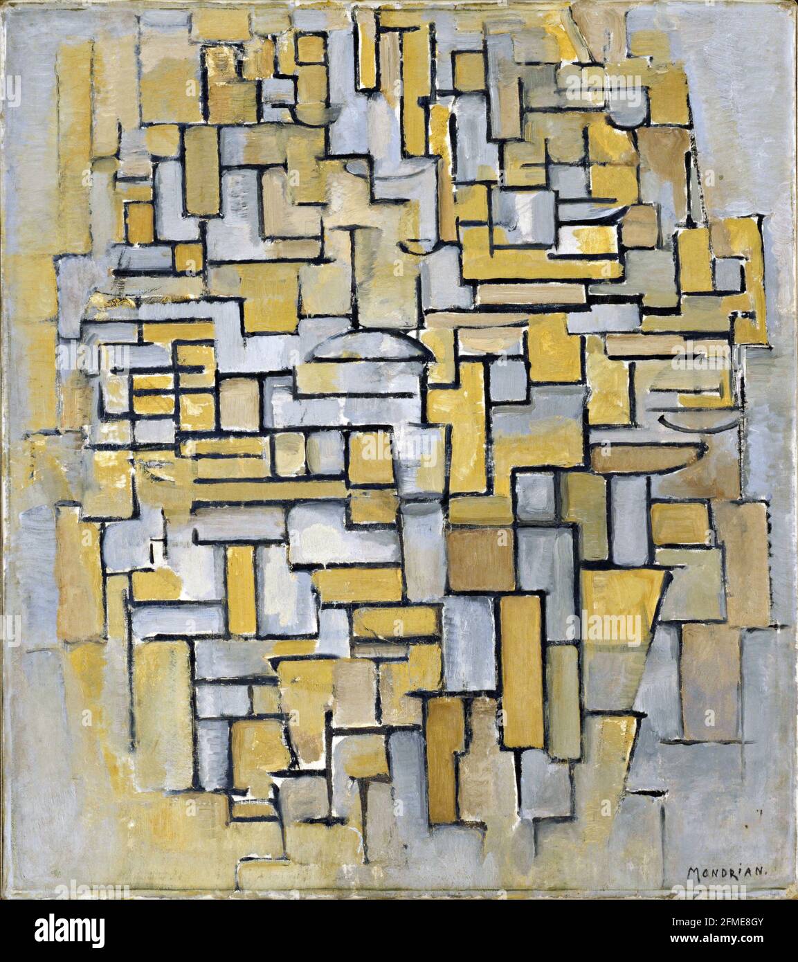 Piet Mondrian. (Dutch, 1872-1944). Composition in Brown and Gray (Gemälde no. II / Composition no. IX / Compositie 5). 1913. Oil on canvas. Stock Photo