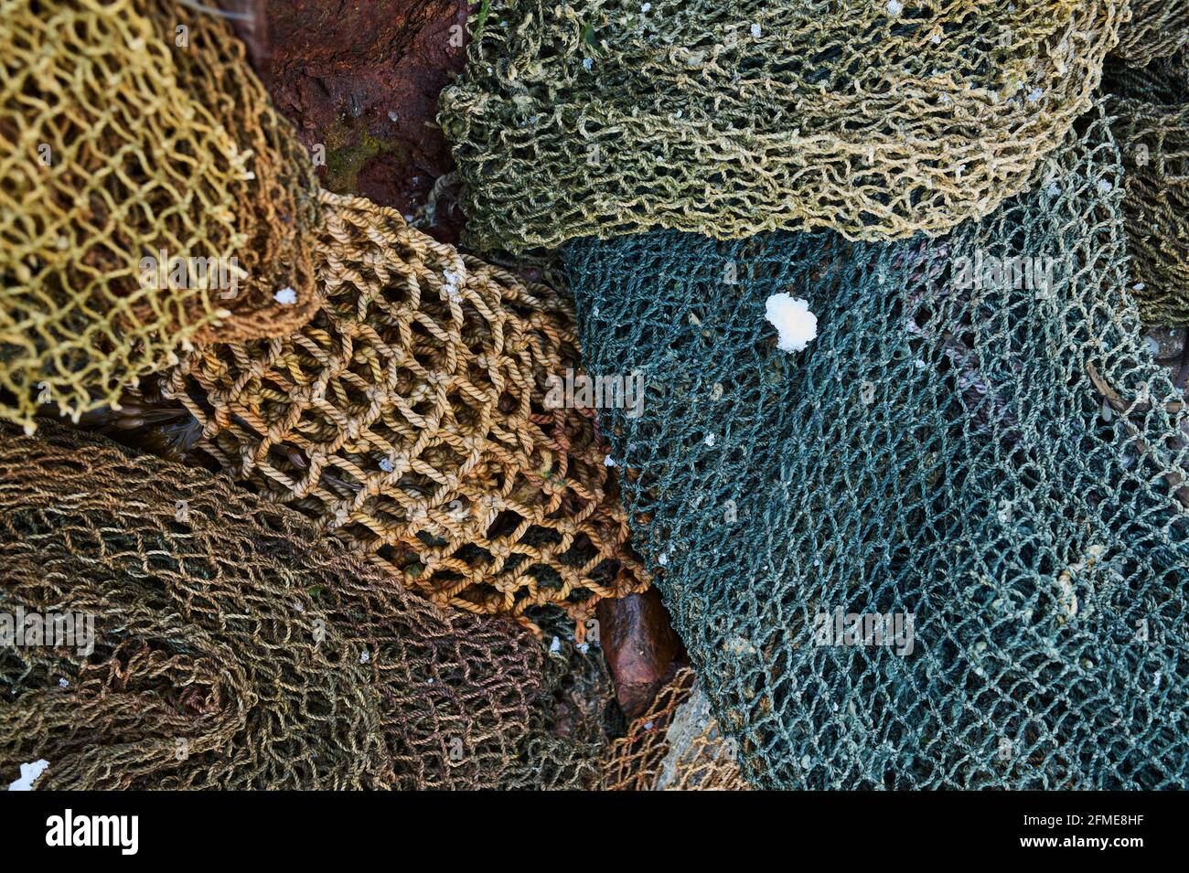 A fishing net is a net used for fishing. Nets are devices made