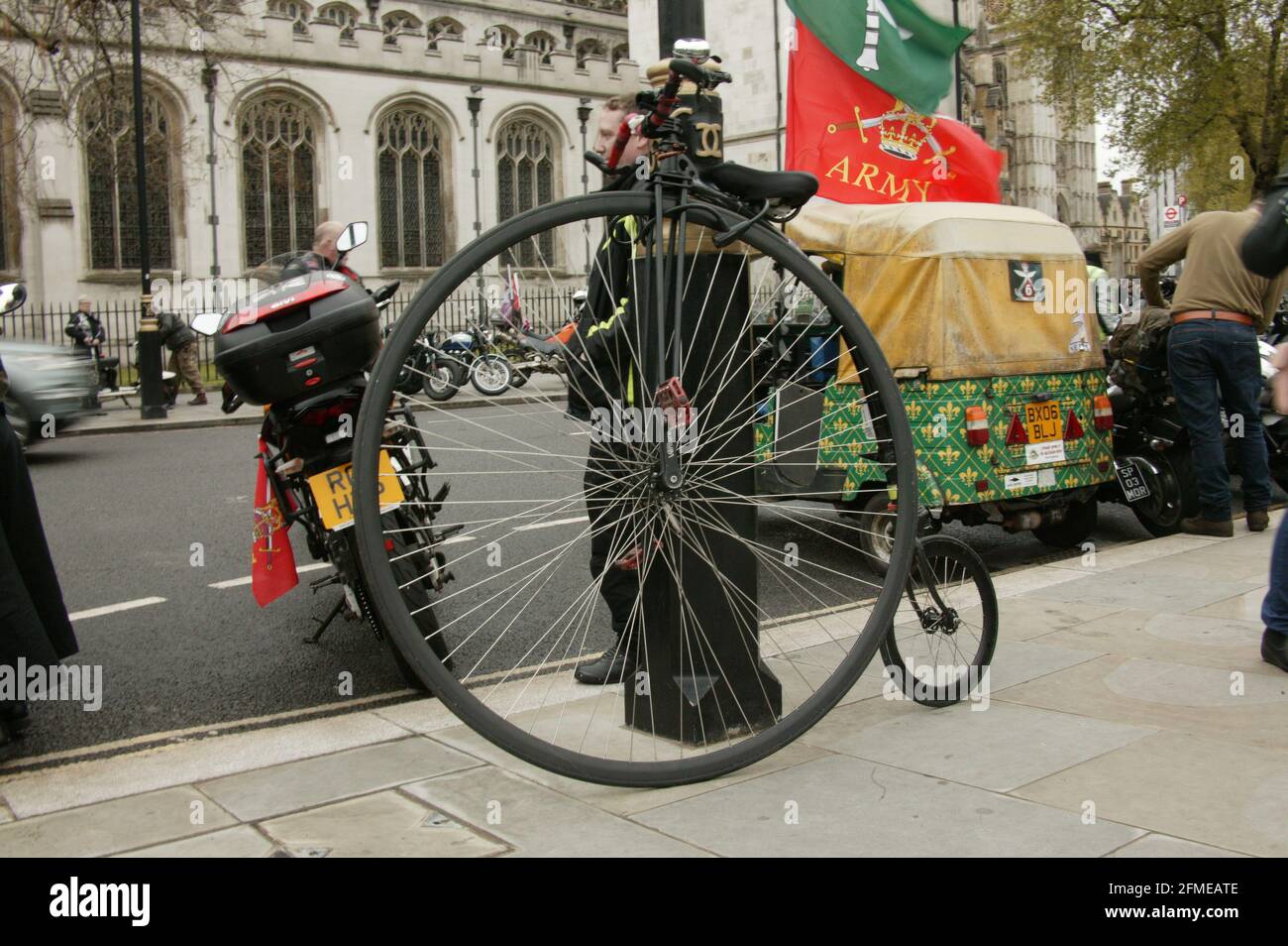 Bikers from across the country gather in Parliament Square in Central London for the 3rd Rolling Thunder Protest in support of veterans facing charges during their time in Northern Ireland. Stock Photo