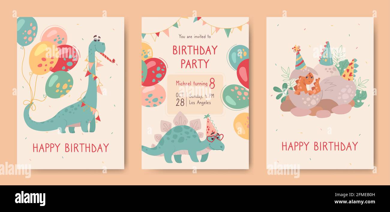 8pk Prehistoric Party Postcard Invitations Dinosaur Birthday Stationery 