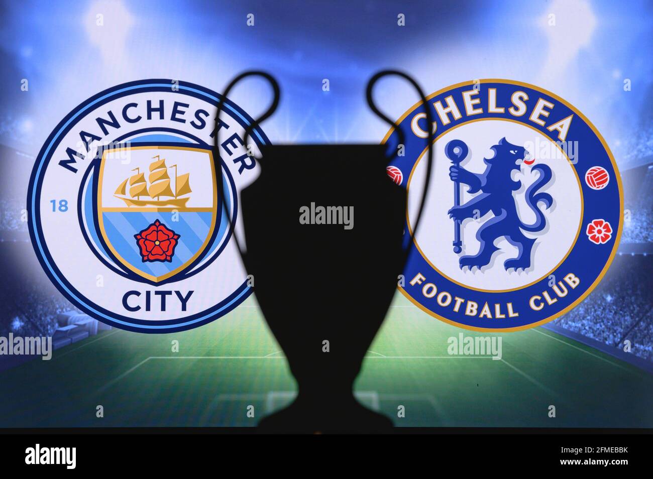 LONDON, ENGLAND, MAY. 8. 2021: Manchester City (ENG) vs Chelsea FC (ENG). UEFA Champions League Final 2021 in Istanbul, turkey, football soccer, UCL T Stock Photo