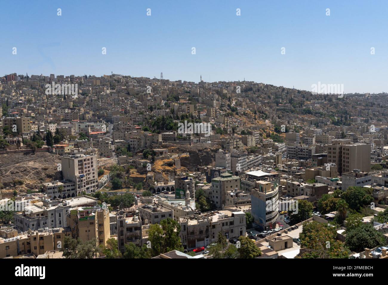 The top view of hillside residential complexes in Abdali area in amman, Jordan Stock Photo