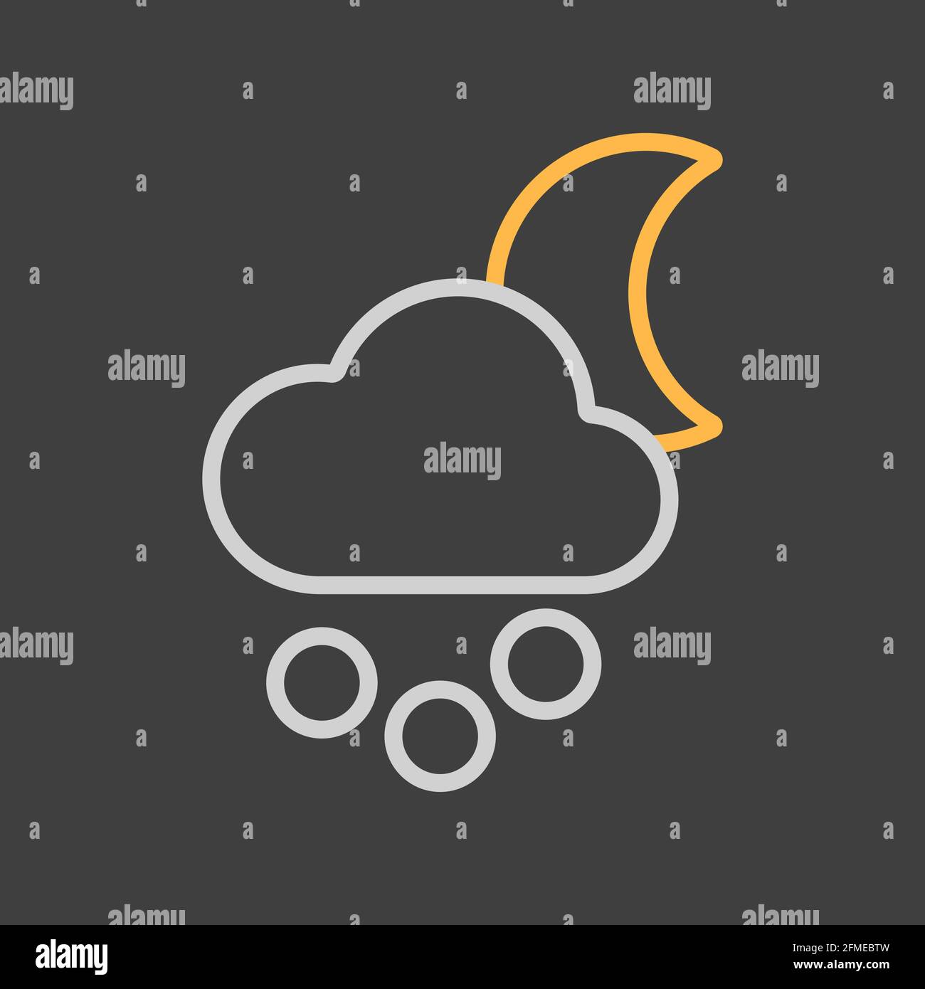 Moon cloud snow grain vector icon on dark background. Meteorology sign ...