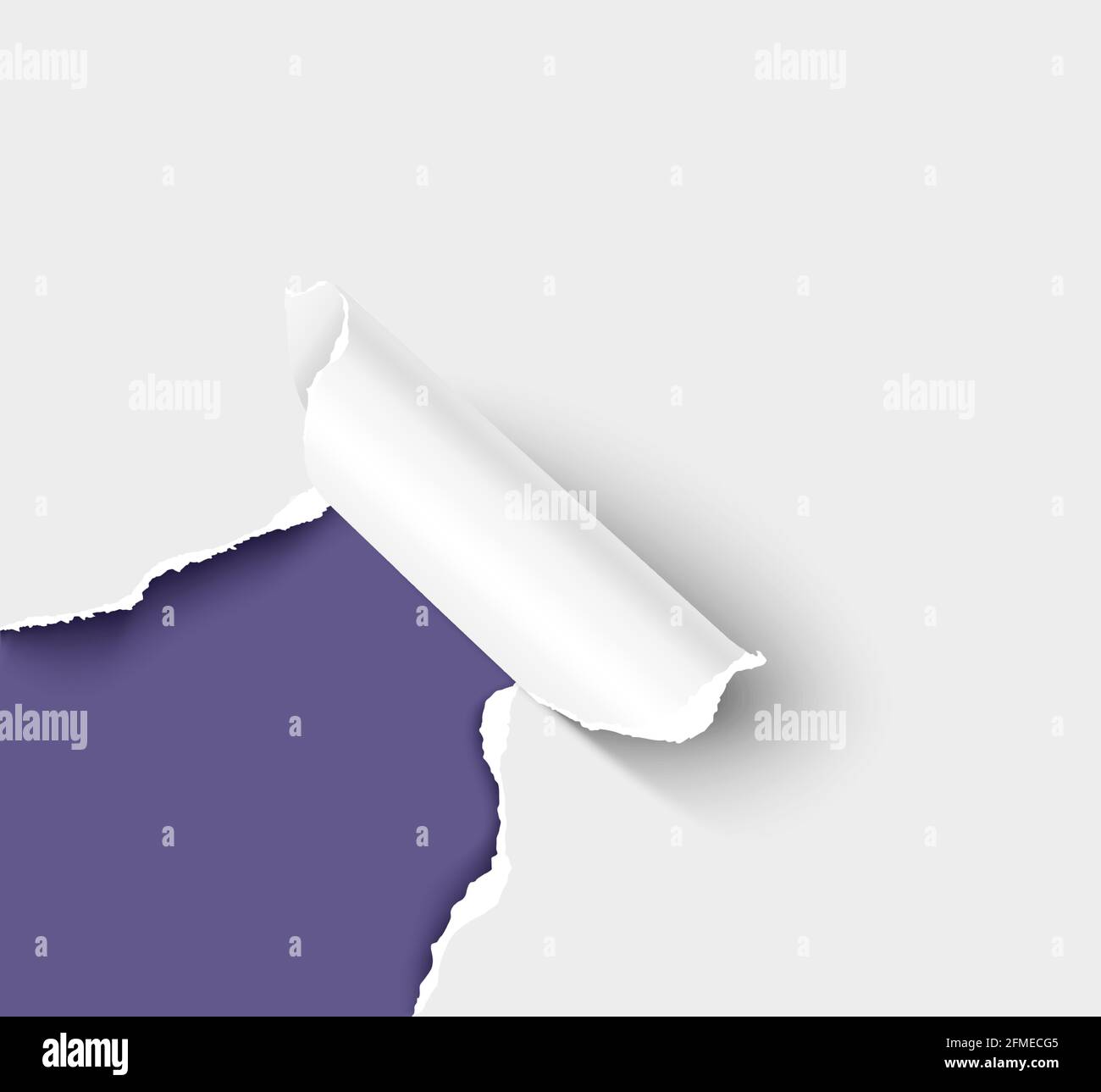 Ripped corner of paper realistic vector illustration. Rip paper effect