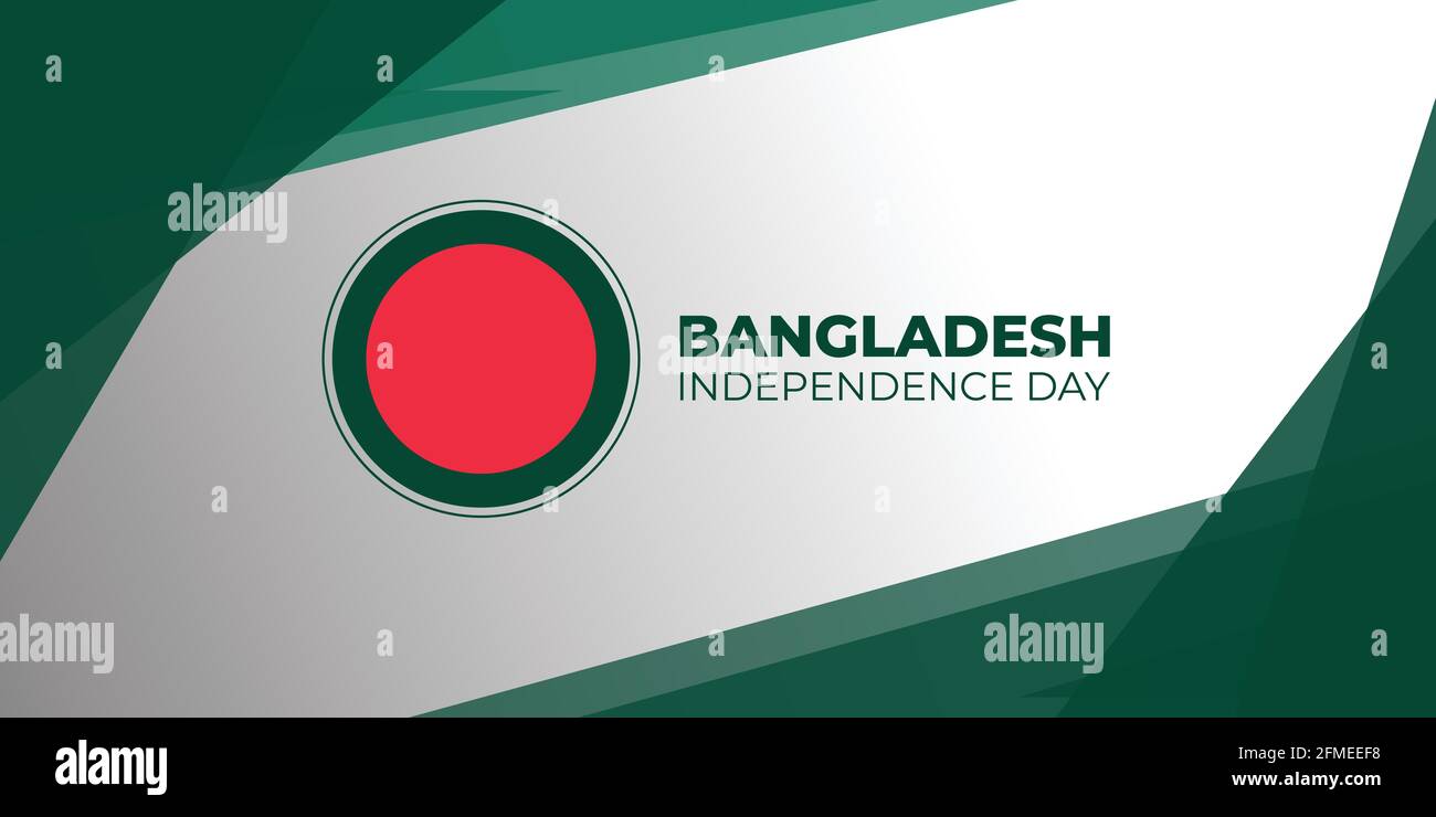 Green and white abstract background design with red circle. good template for bangladesh independence day design. Stock Vector