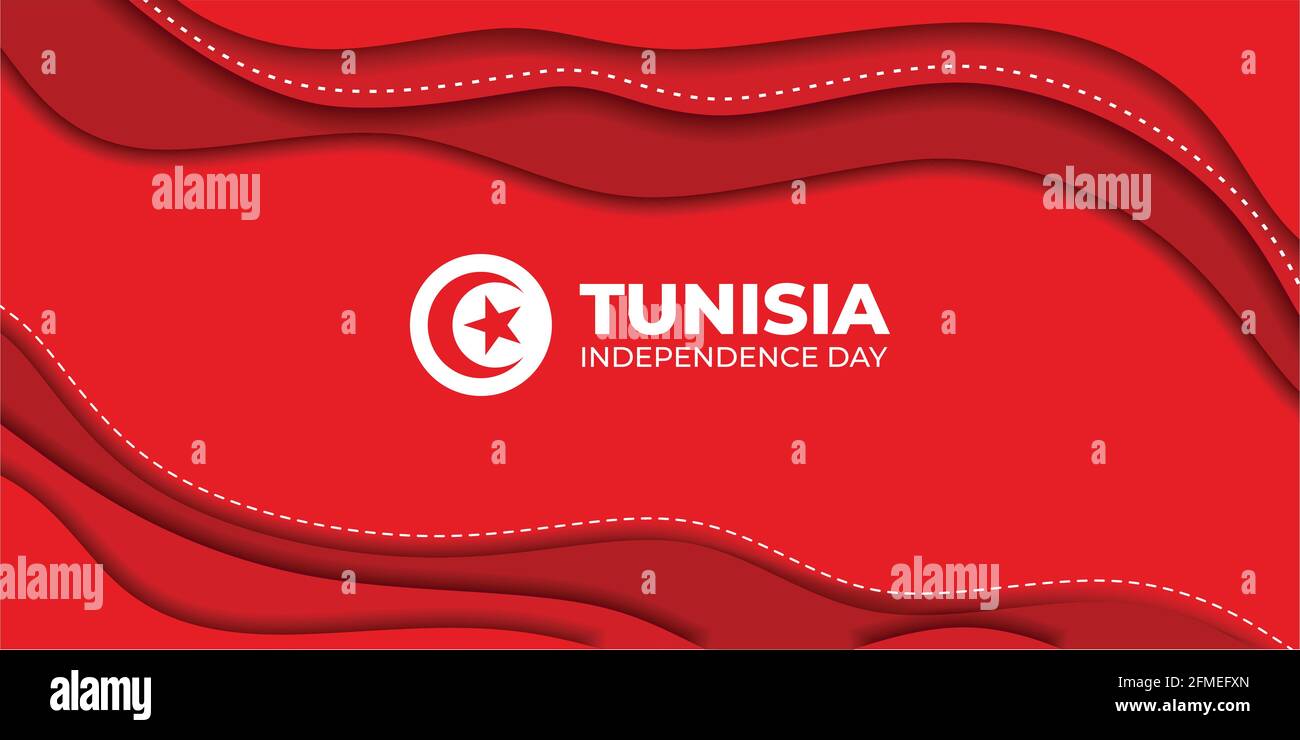 Tunisia Independence day vector illustration. Red Abstract background. good template for Tunisian Independence Day design. Stock Vector