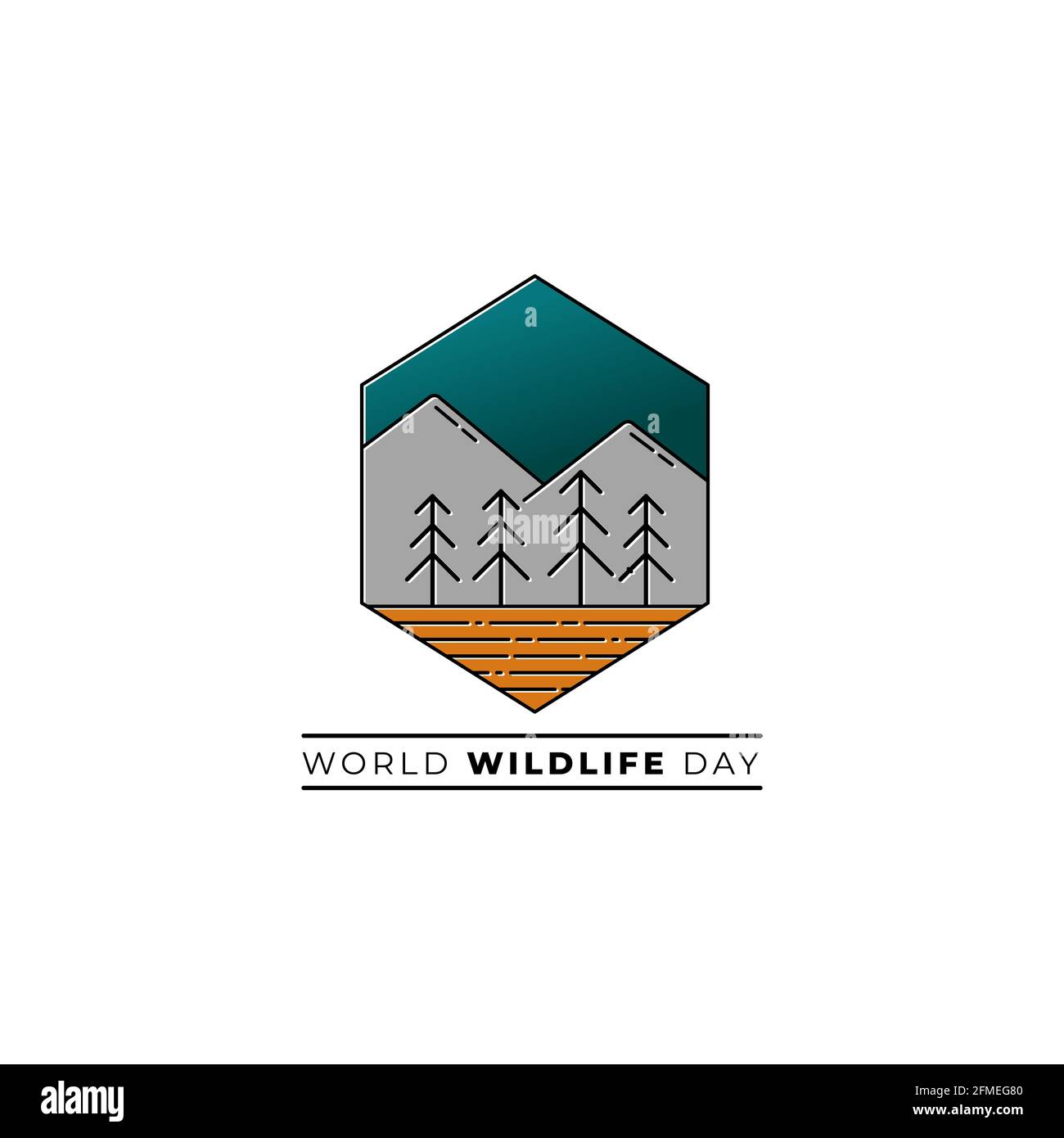 Line art symbol of forest design. good template for wildlife day or environmental design Stock Vector