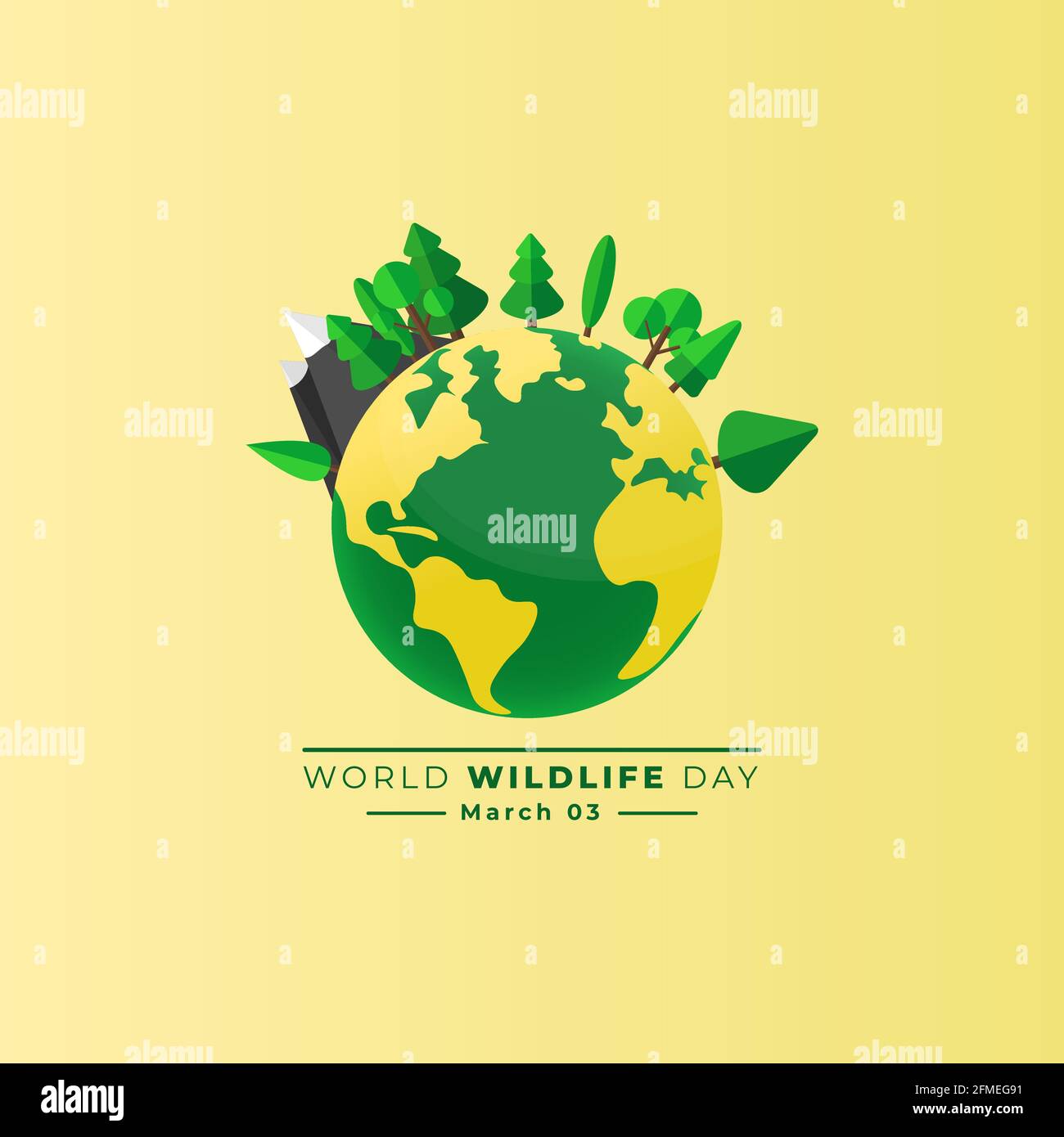 World wildlife day design with green earth vector illustration. good template for wildlife day or environmental design Stock Vector