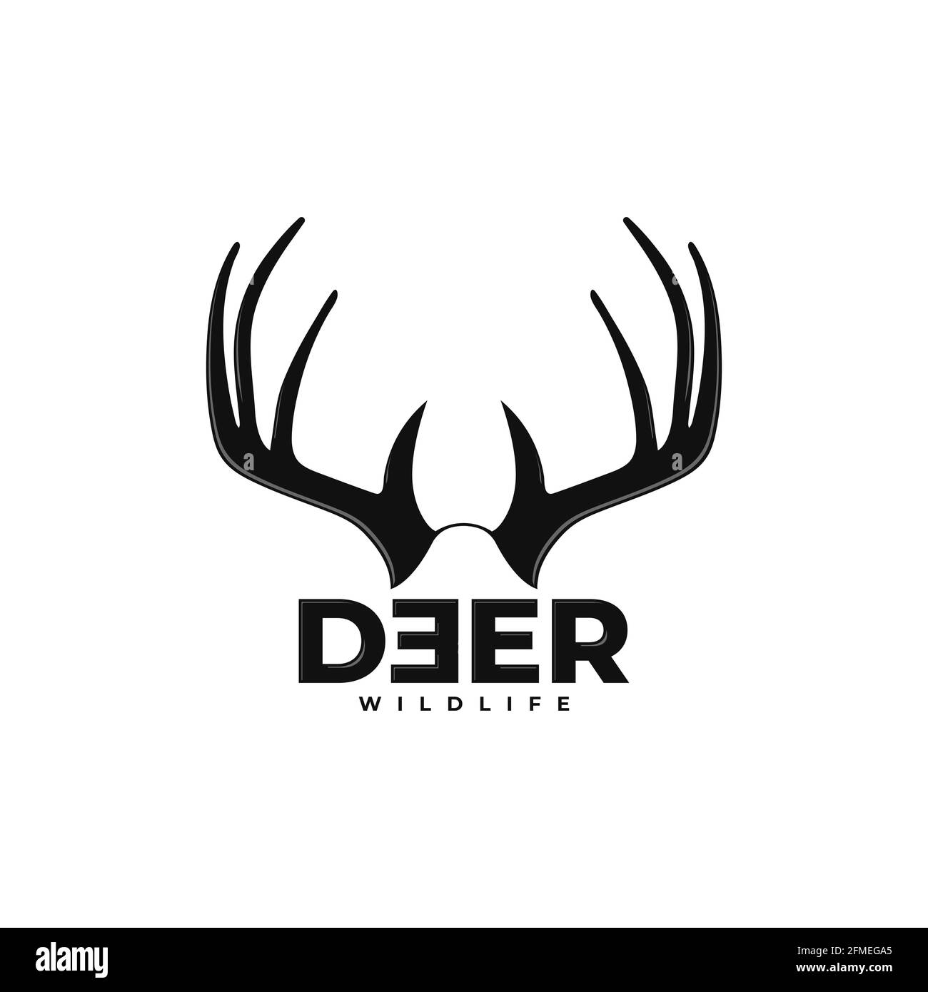 Deer antlers symbol design. good template for World wildlife day design. Stock Vector