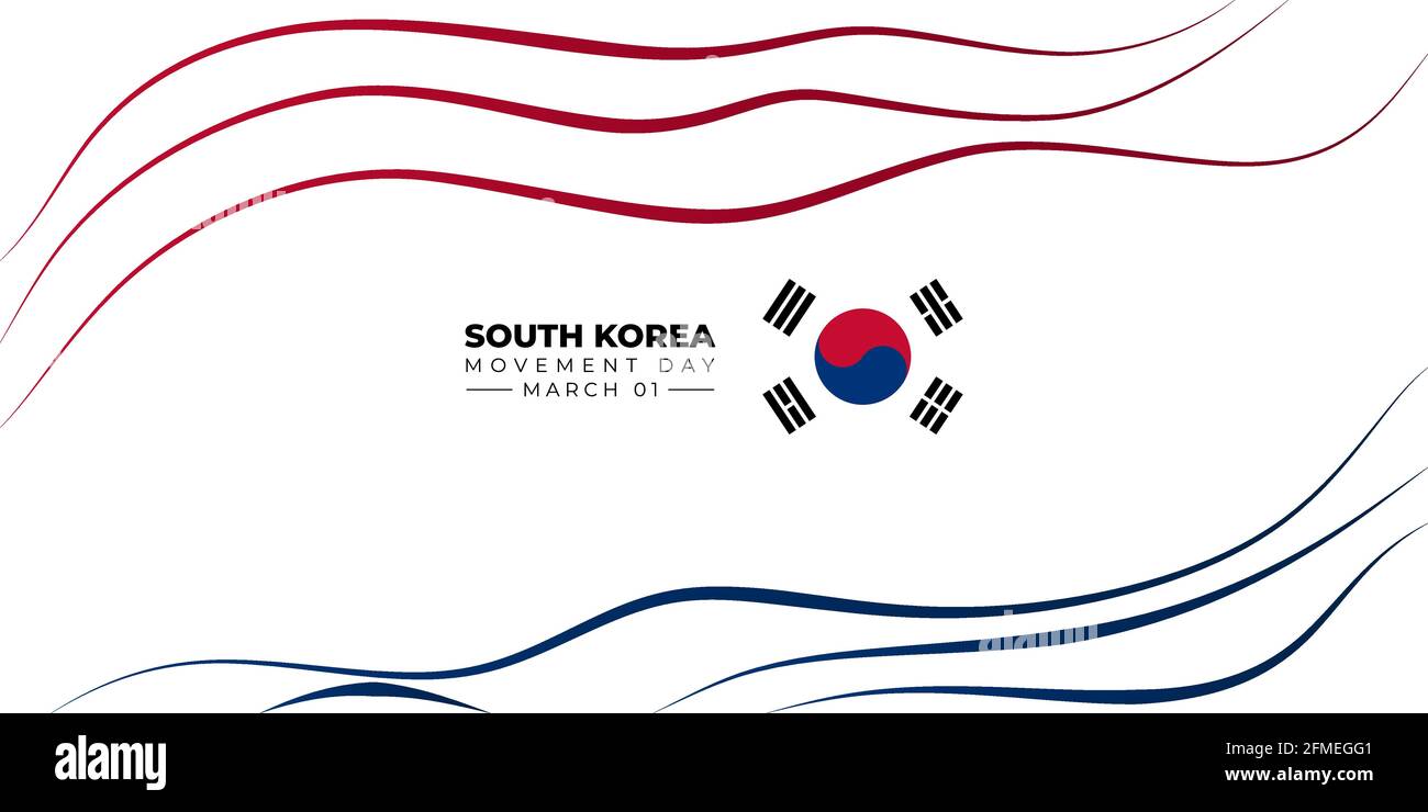 South Korea Independence movement day. Flying Red and blue line background design. good template for South Korean national day design. Stock Vector