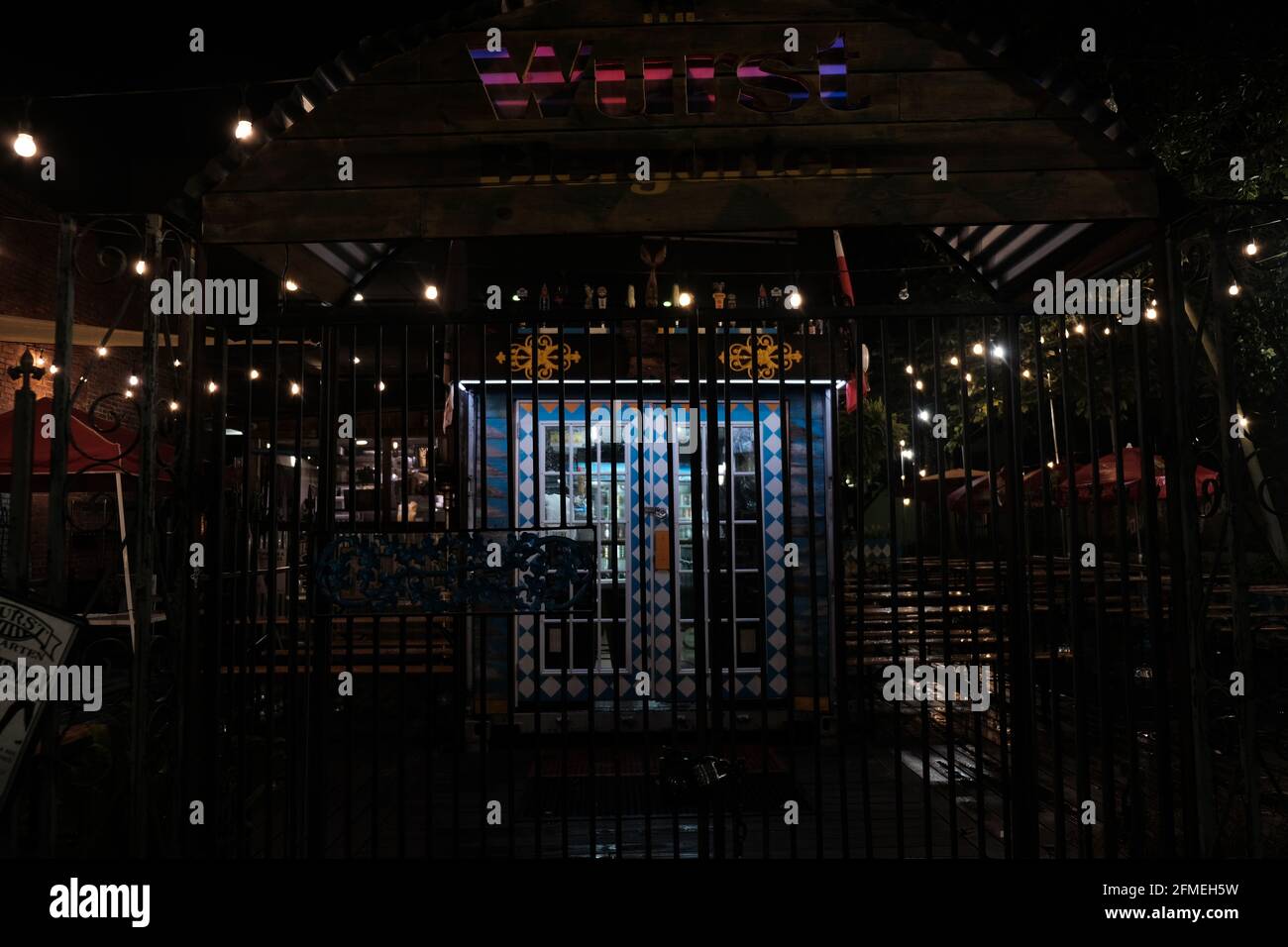 This is a photograph of The Wurst Beer Garden in downtown Lafayette