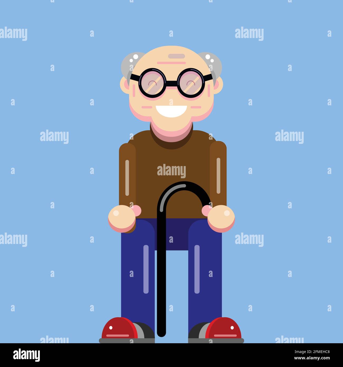 Old man with a cane - flat design Stock Vector Image & Art - Alamy