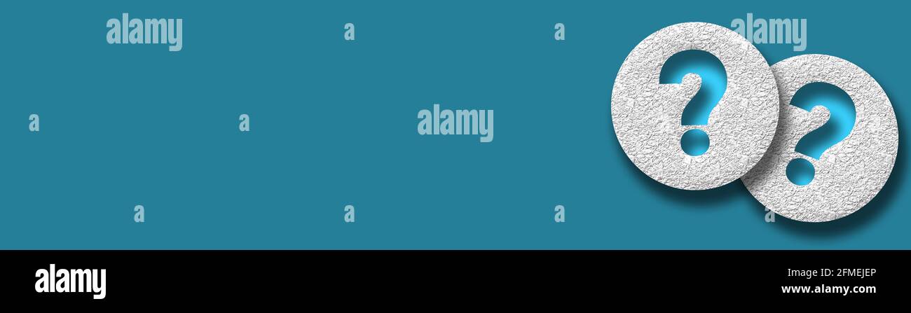 3D Question mark button in blue panoramic background. business help ...