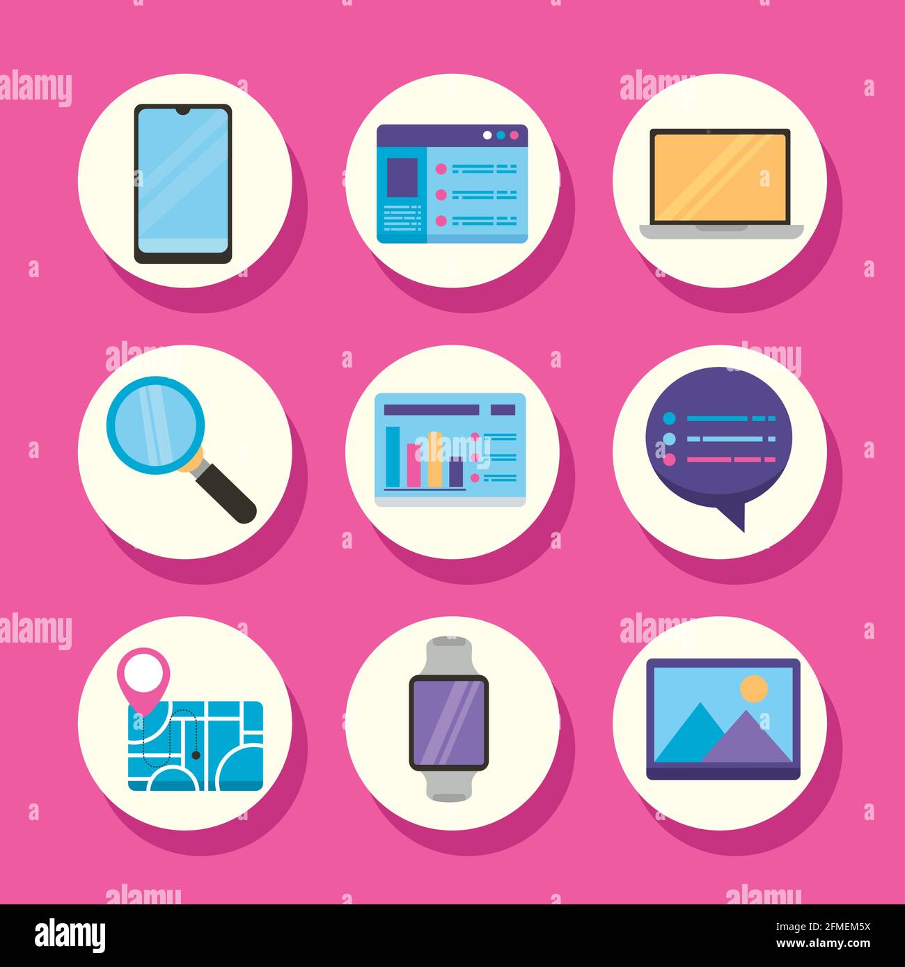 nine ux ui set icons Stock Vector