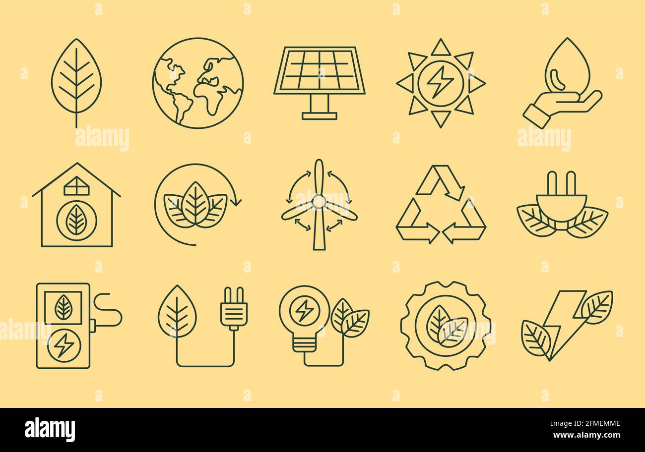 fifteen bioenergy ecology set icons Stock Vector Image & Art - Alamy