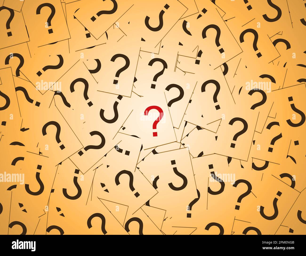 One red question mark in crowd. question mark business concept Stock Photo