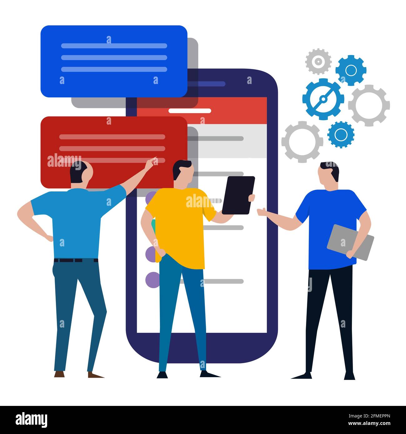 web mobile application design user experience test smartphone device developer Stock Vector