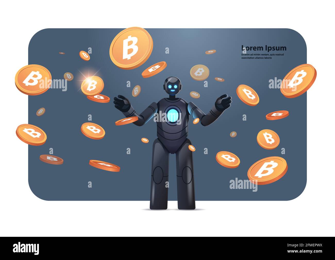 robot with bitcoins crypto currency web money mining passive income  earnings artificial intelligence concept Stock Vector Image & Art - Alamy
