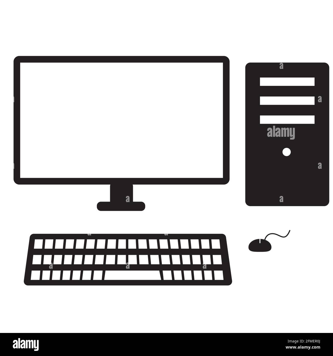 desktop computer icon on white background. computer sign. pc symbol. flat  style Stock Photo - Alamy