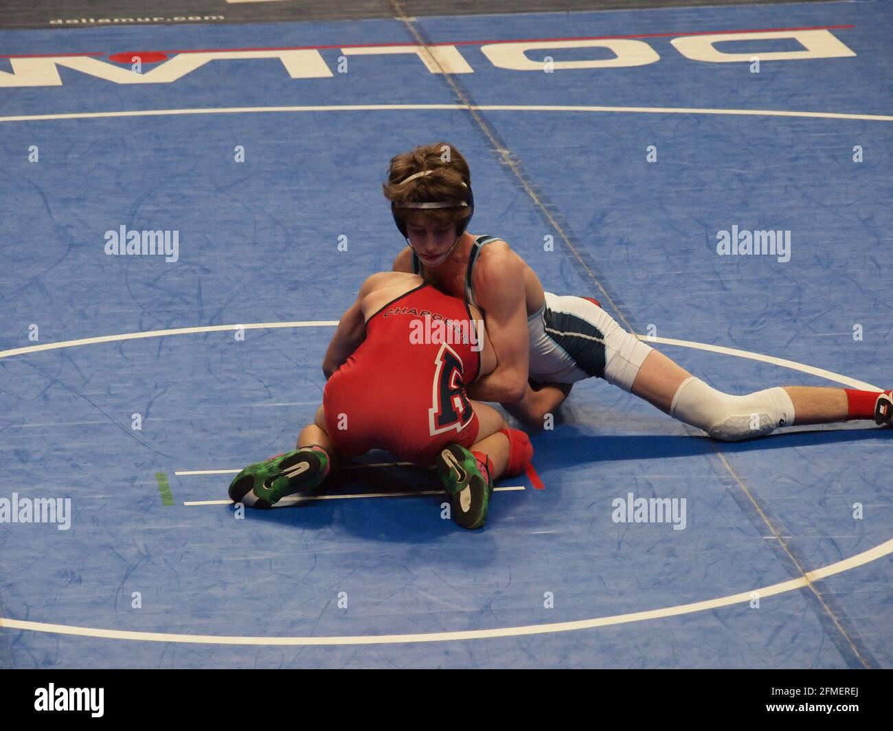 High school wrestlers in a Pennsylvania tournament show their skills in