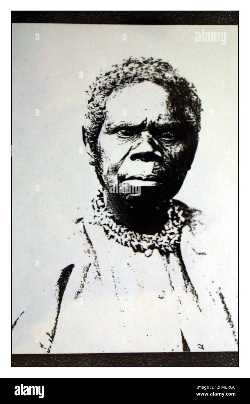 pic of Truganini.....Jeanette James and Tony Brown in the UK to collect aboriginal human remains and return them to Tasmania.One af the items thay will recieve will be a hair sample of Truganini.pic David Sandison 24/5/2002 Stock Photo