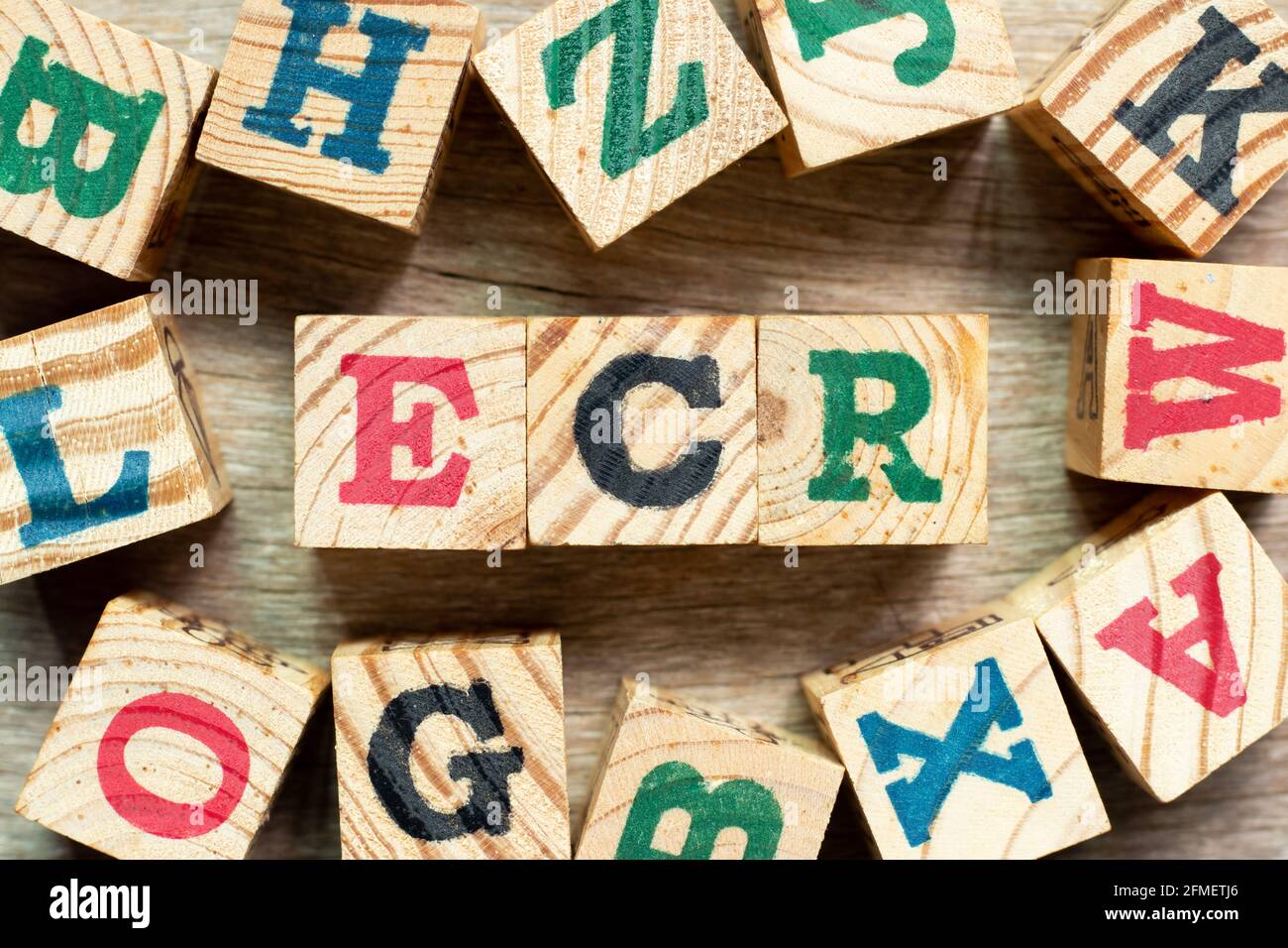 Alphabet letter block in word ECR (Abbreviation of Efficient Consumer