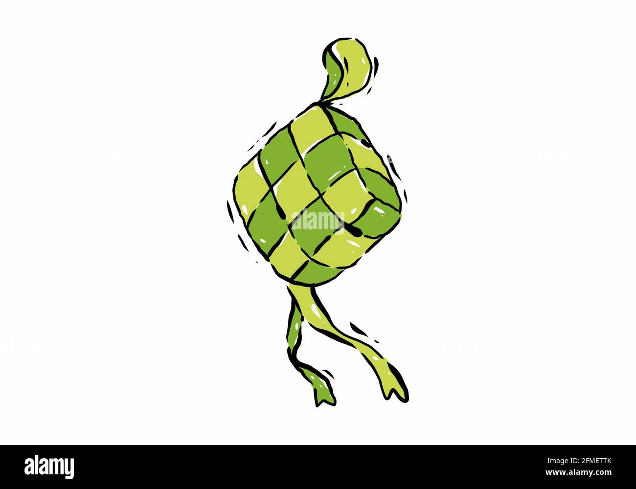 Digital illustration drawing of green ketupat design Stock Vector