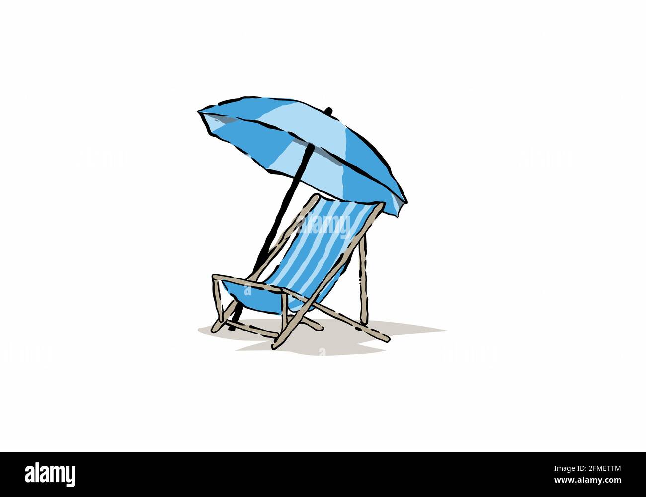 Blue illustration drawing of beach chair and umbrella design Stock Vector  Image & Art - Alamy
