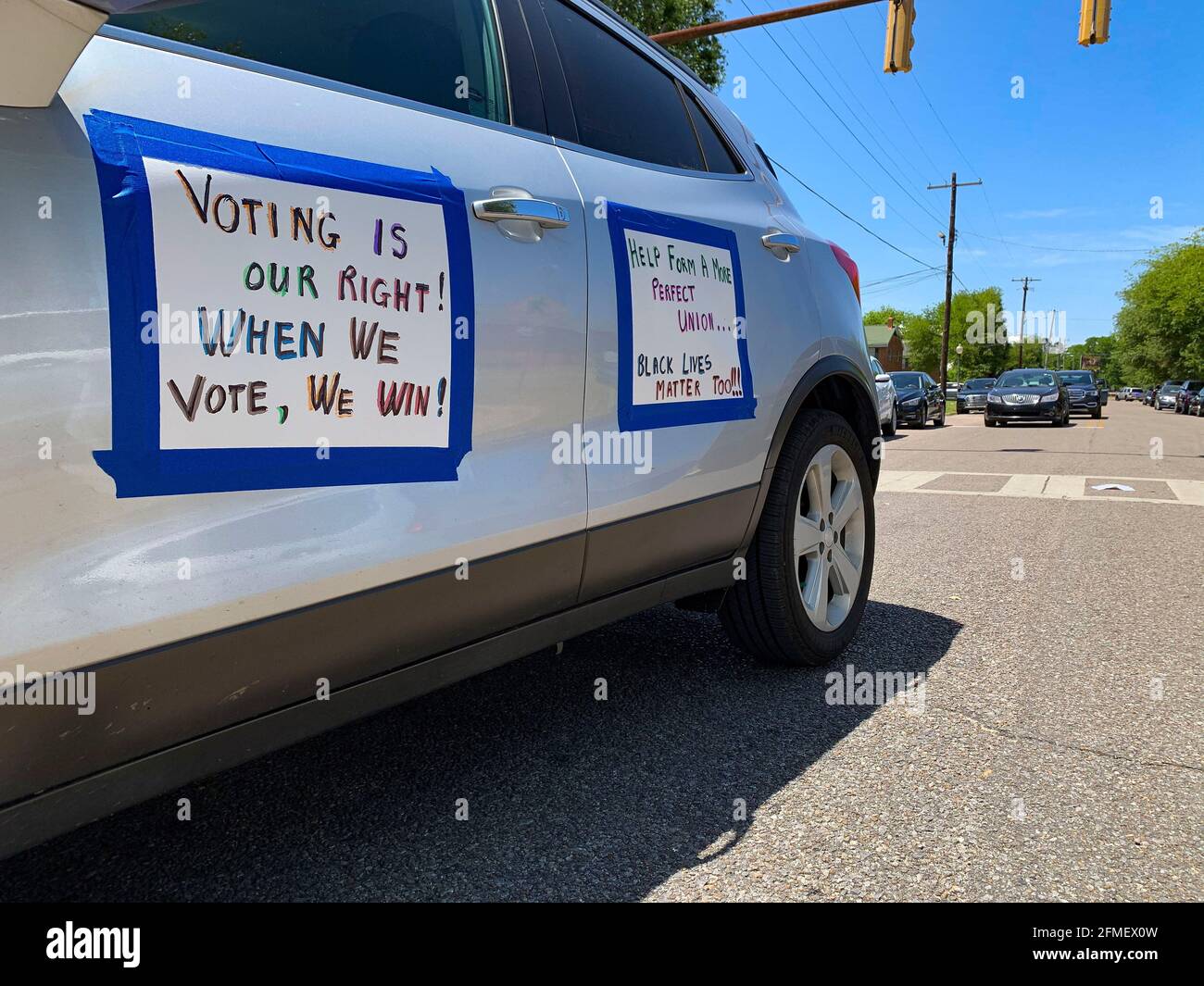 May 8, 2021, Selma, Alabama, USA A car participating in the John Lewis