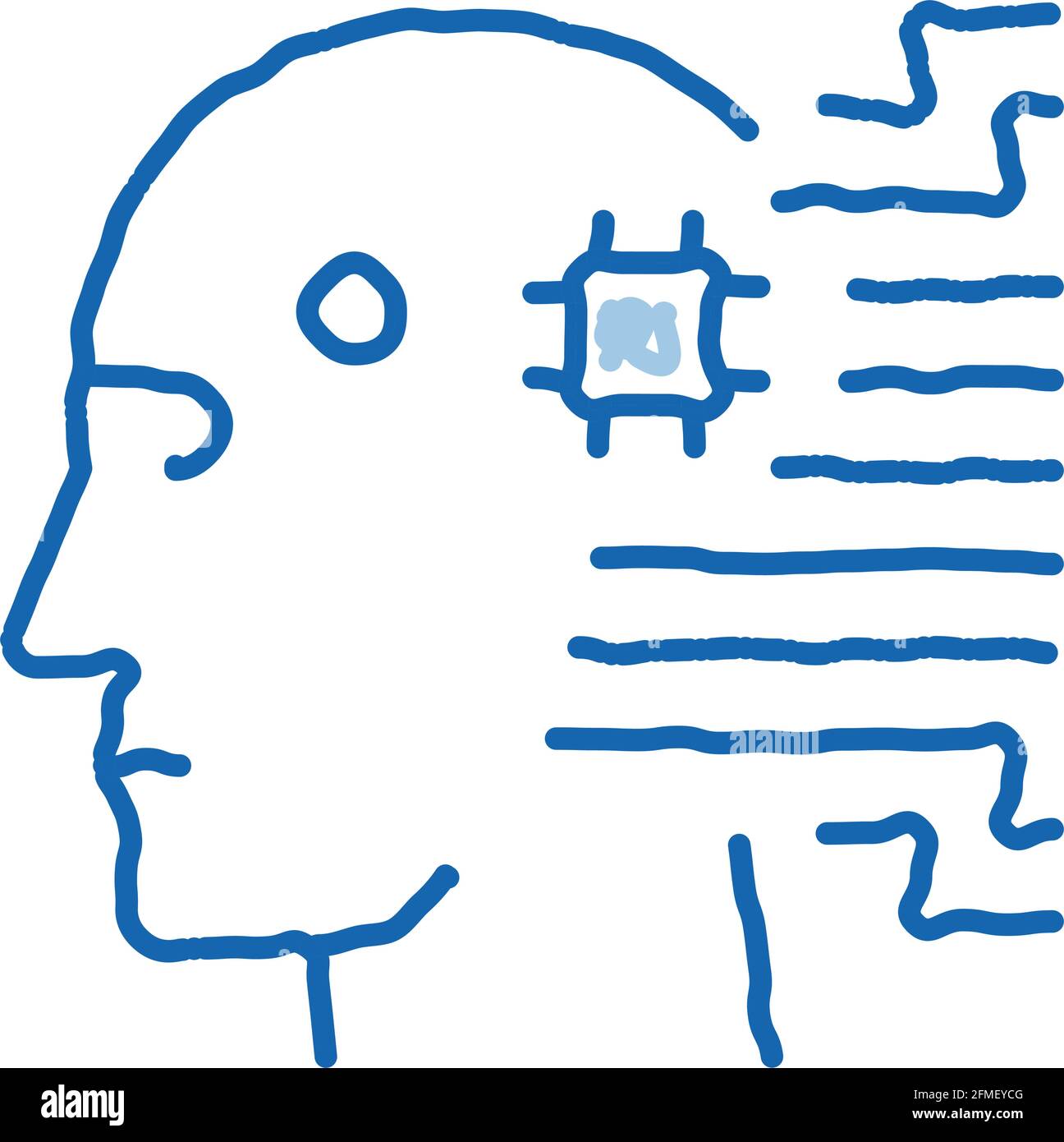 Cyborg Artificial Intelligence doodle icon hand drawn illustration ...