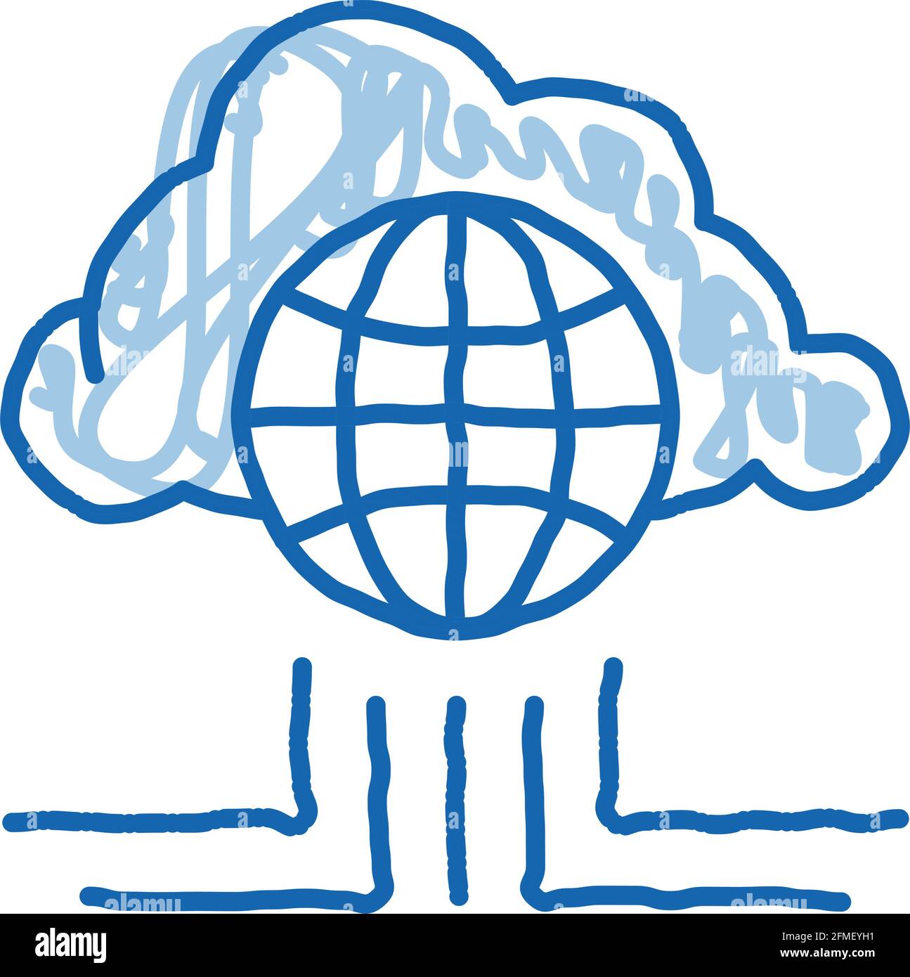 Global Internet Cloud Networking doodle icon hand drawn illustration ...