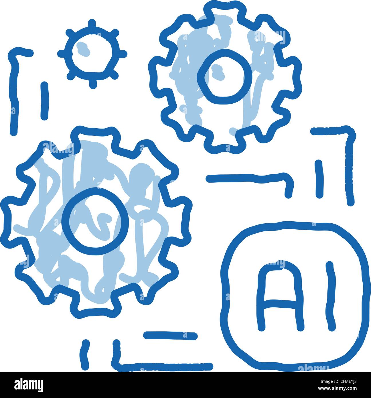Artificial Intelligence Ai Chip doodle icon hand drawn illustration Stock Vector