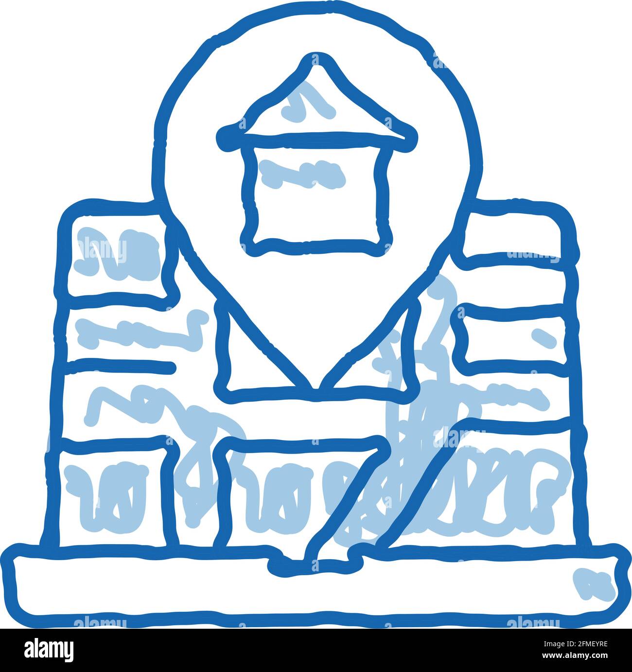 House Marker Location On Map doodle icon hand drawn illustration Stock ...