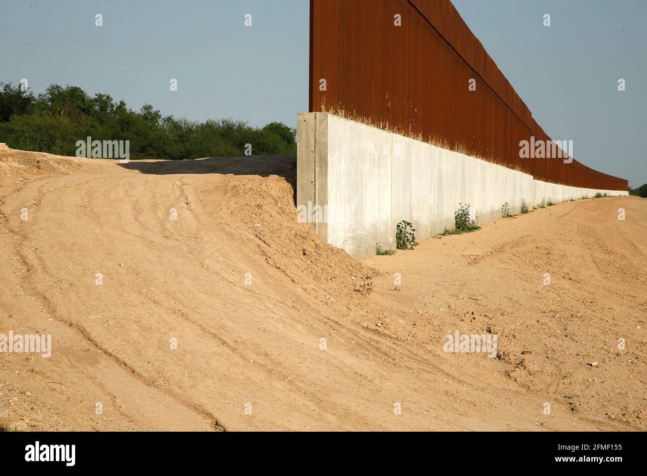 Sections of the US/Mexico border wall are seen on May, 8, 2021 in La