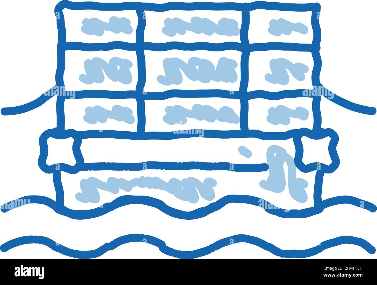 Public Transport Cable Ferry doodle icon hand drawn illustration Stock Vector