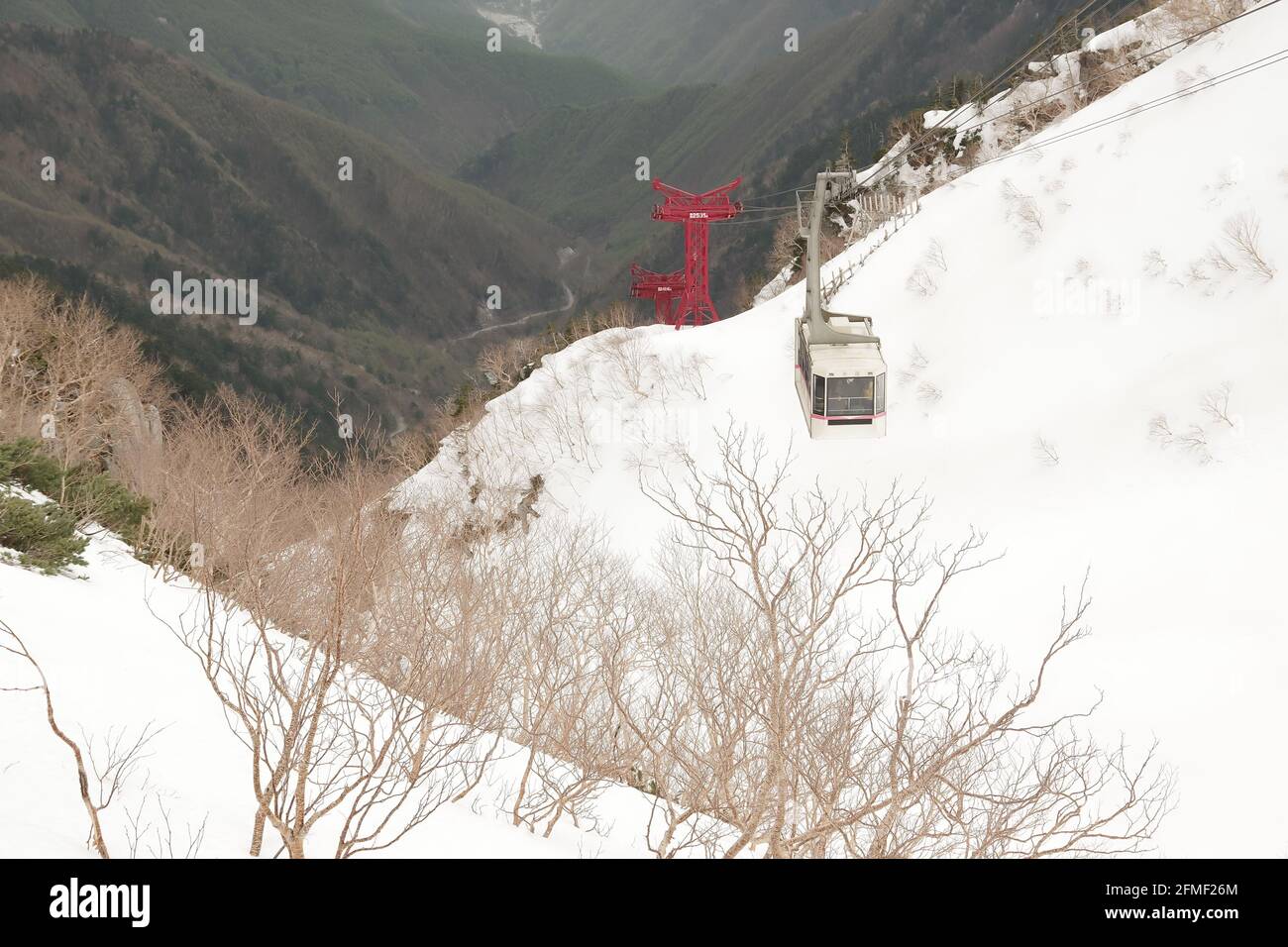 komagane, nagano, japan, 05-08-2021, Ropeway seen from the Senjojiki ...