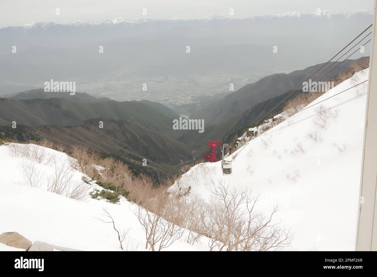 komagane, nagano, japan, 05-08-2021, Ropeway seen from the Senjojiki ...