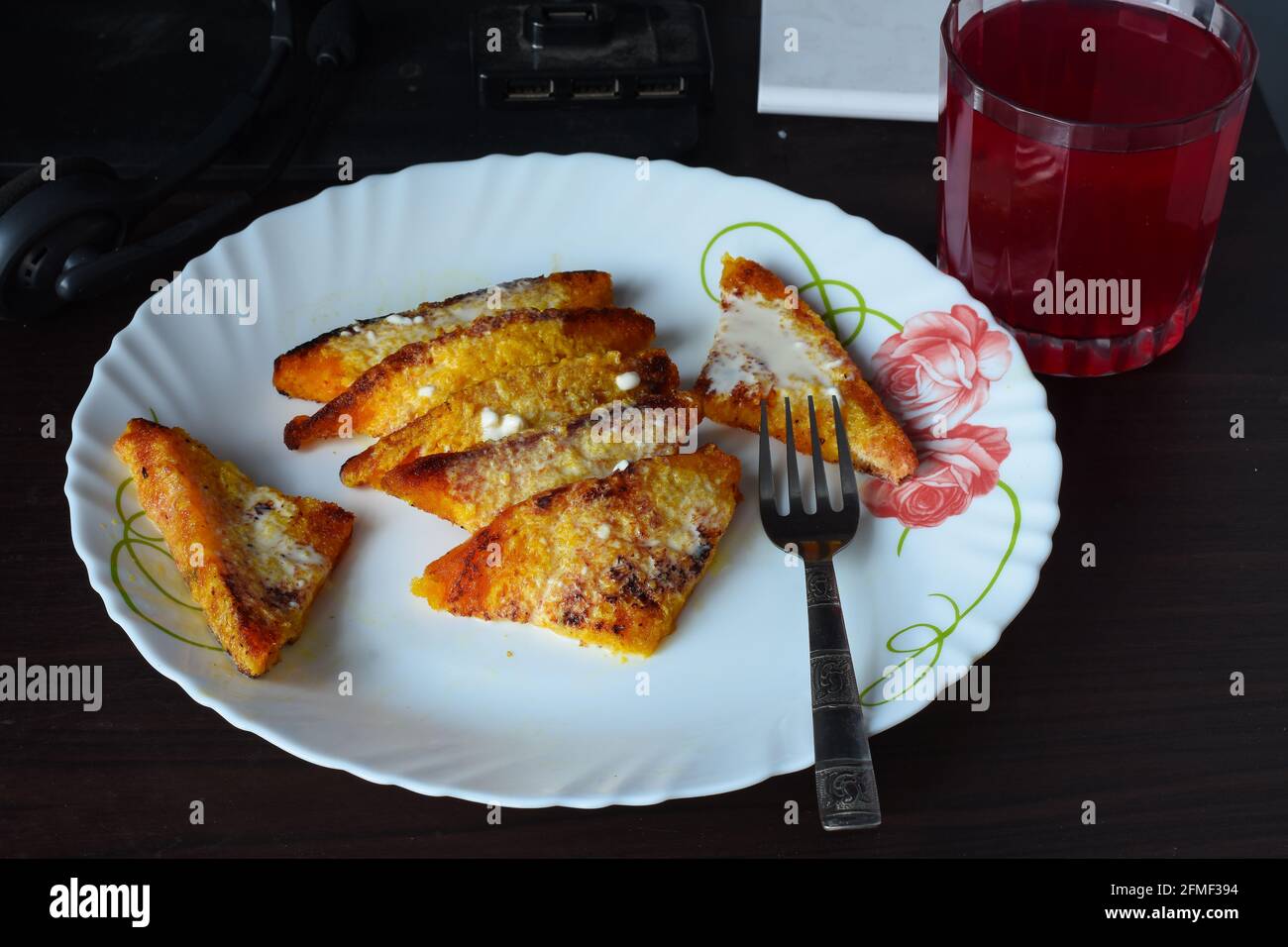 Indian delicacy Shahi Tukda; made with bread, golden sugar syrup and cream Stock Photo
