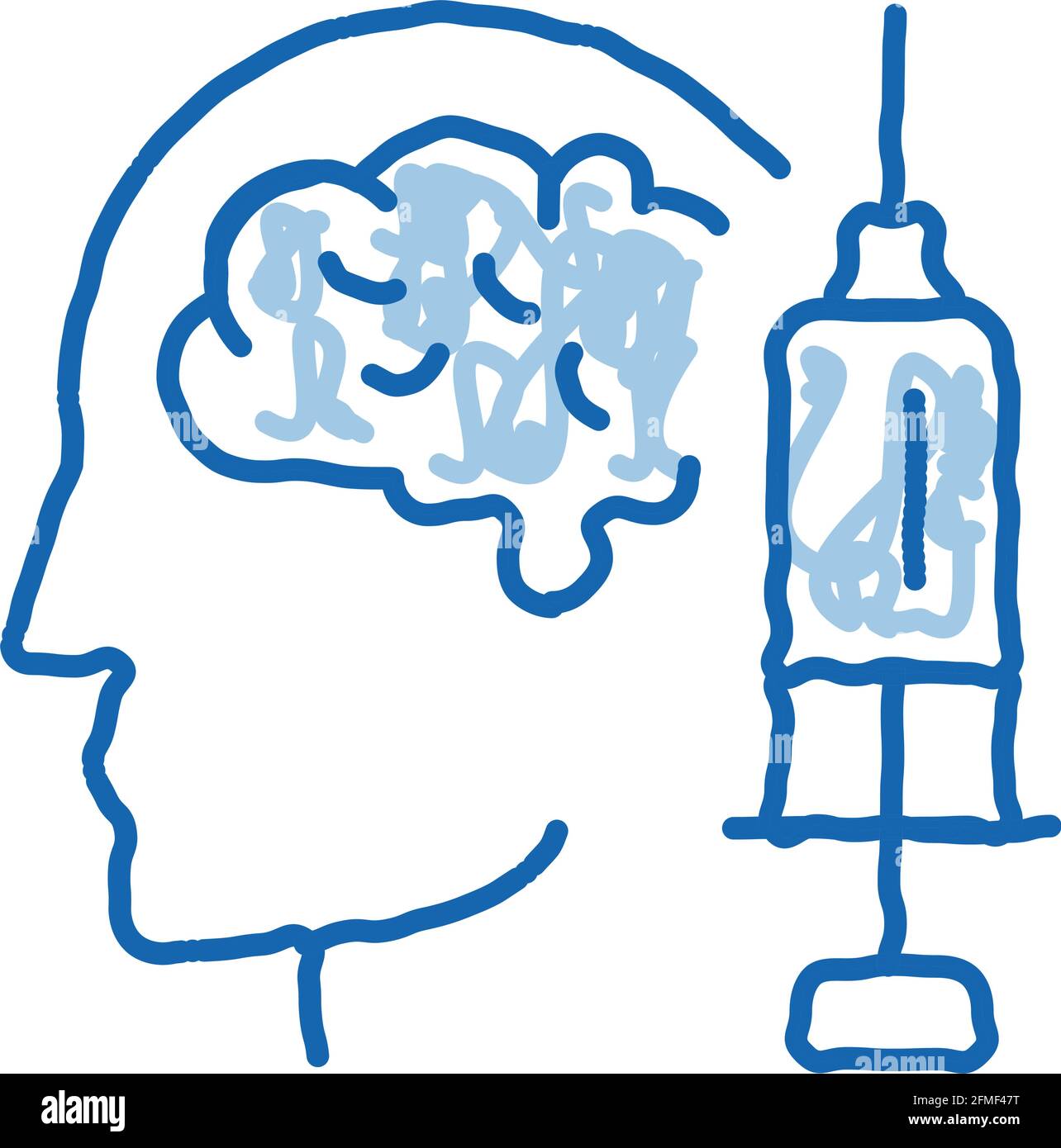 Brain Syringe Injection Vaccine Headache Vector Stock Vector Image ...