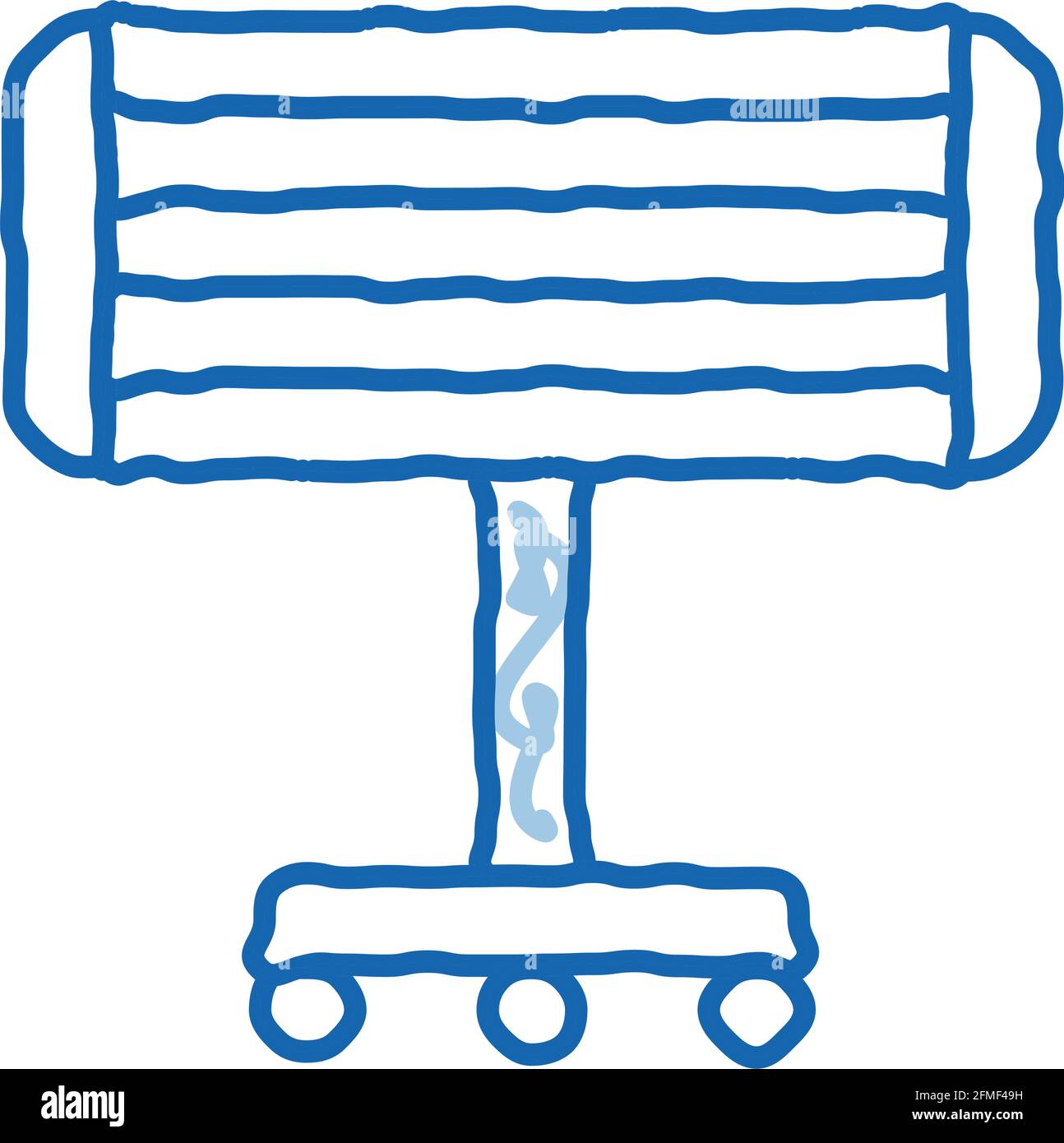 Portable Heating Device On Rollers doodle icon hand drawn illustration Stock Vector