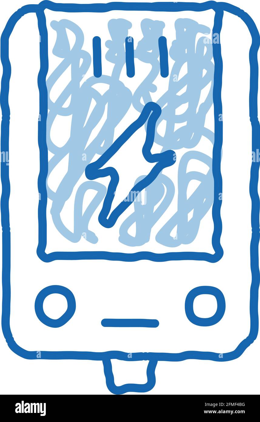 Electronic Main Block Heating System doodle icon hand drawn illustration Stock Vector
