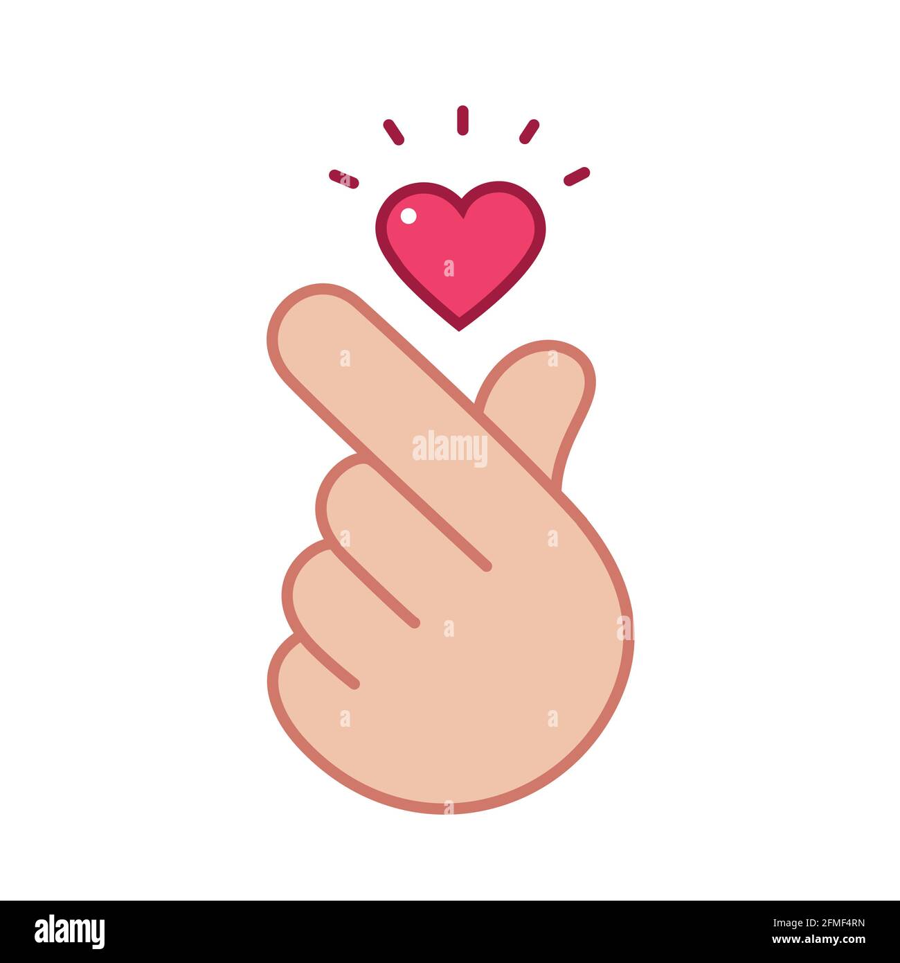Hand posing fingers mini heart shape in vector flat illustration style. Take care. Stock Vector