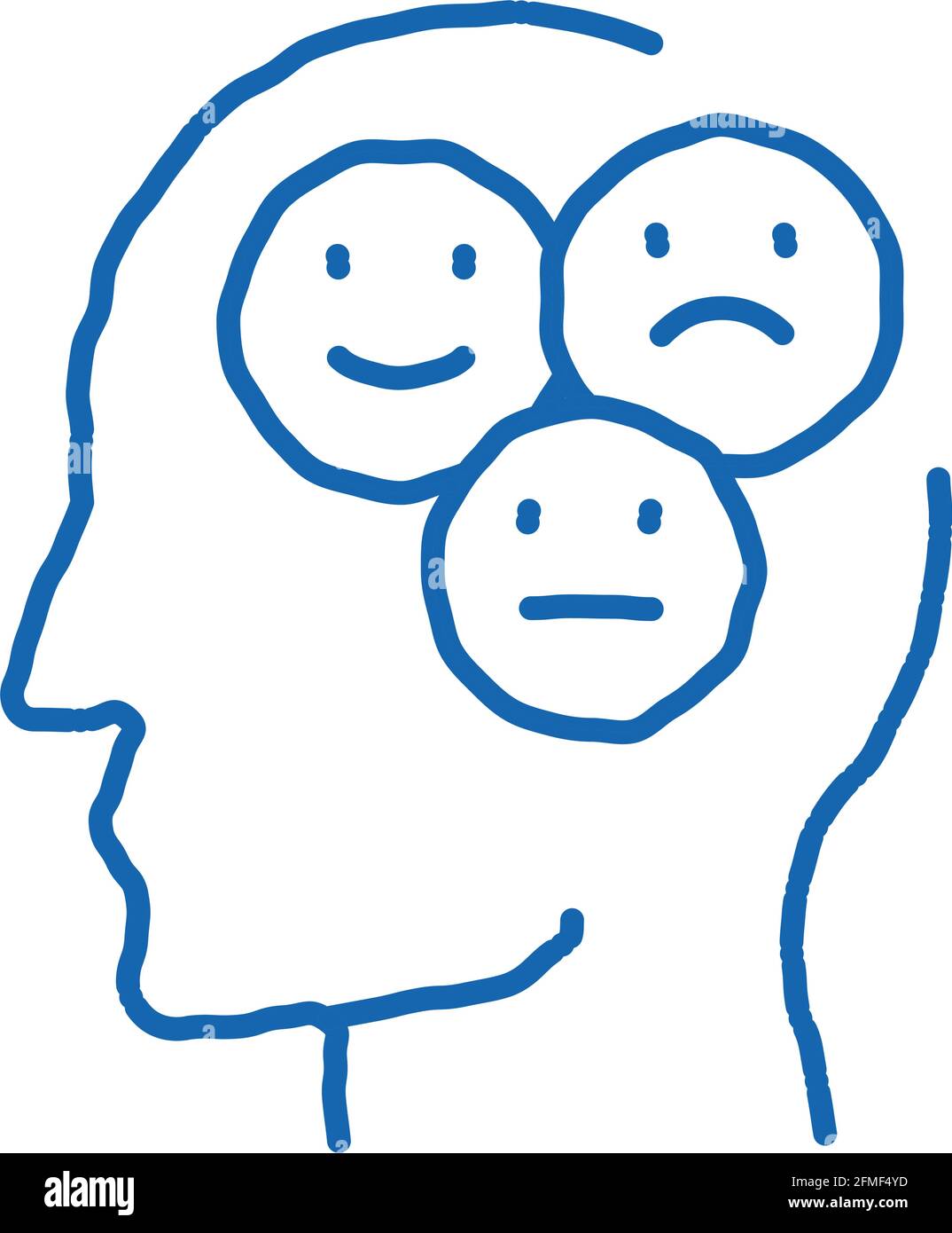 Different Mood Smile In Man Silhouette Mind Vector Stock Vector