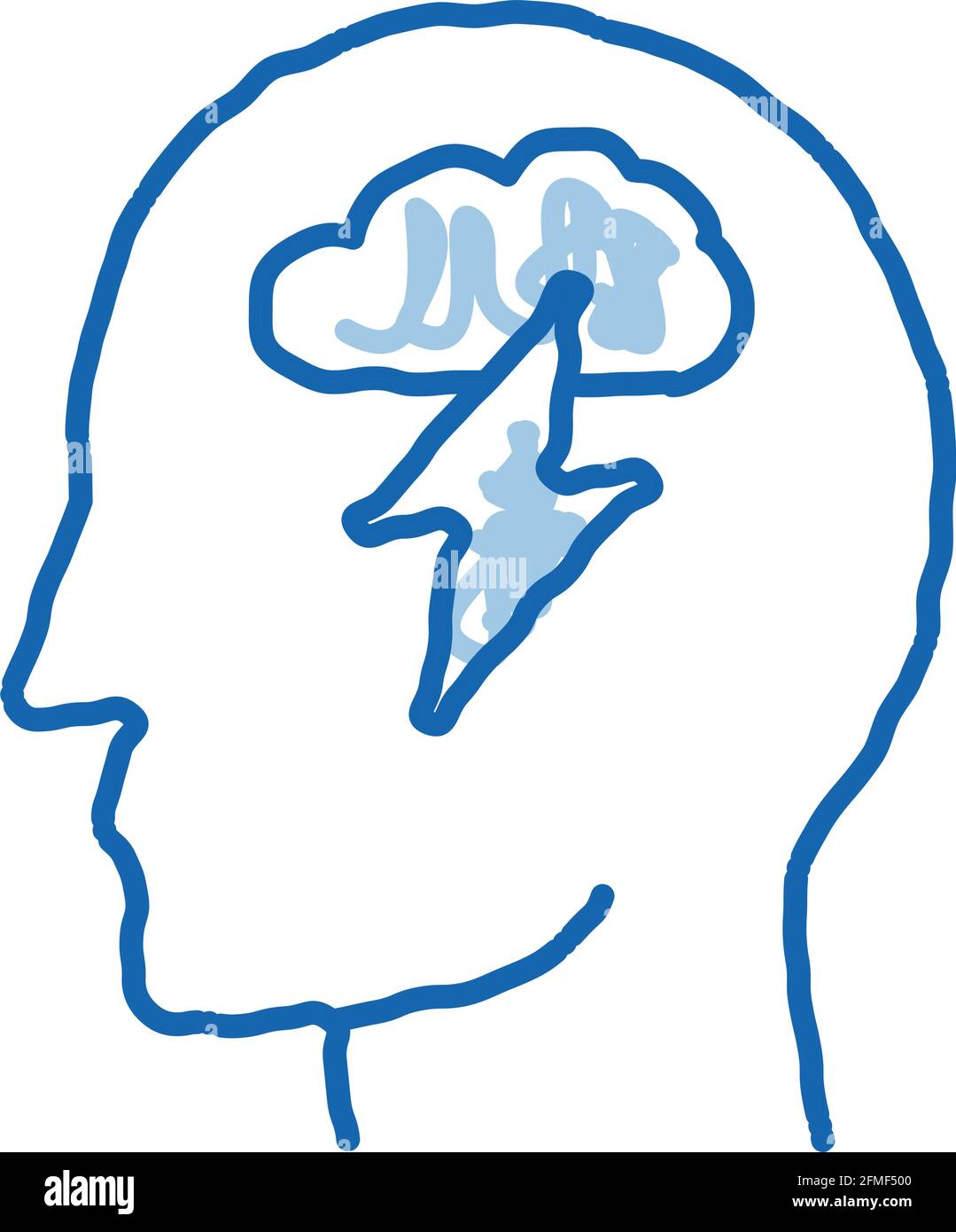 Raining Lightning Cloud In Silhouette Mind Vector Stock Vector