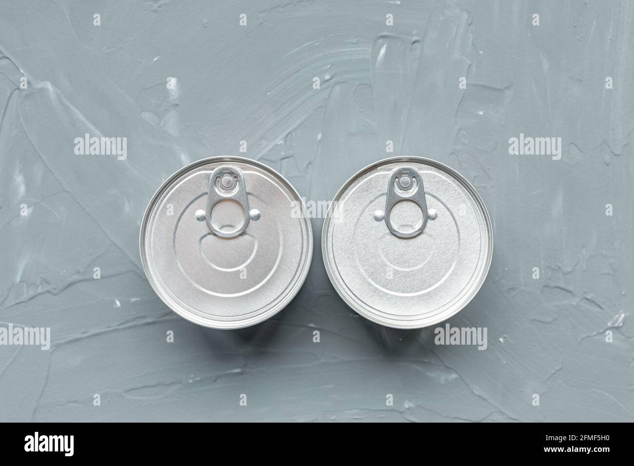Two tin canned food, no label. Cat food concept Stock Photo Alamy