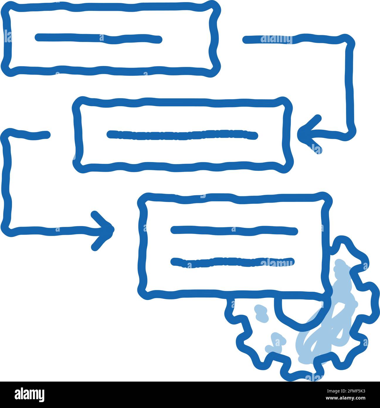 Gear Algorythm System Agile Element doodle icon hand drawn illustration Stock Vector