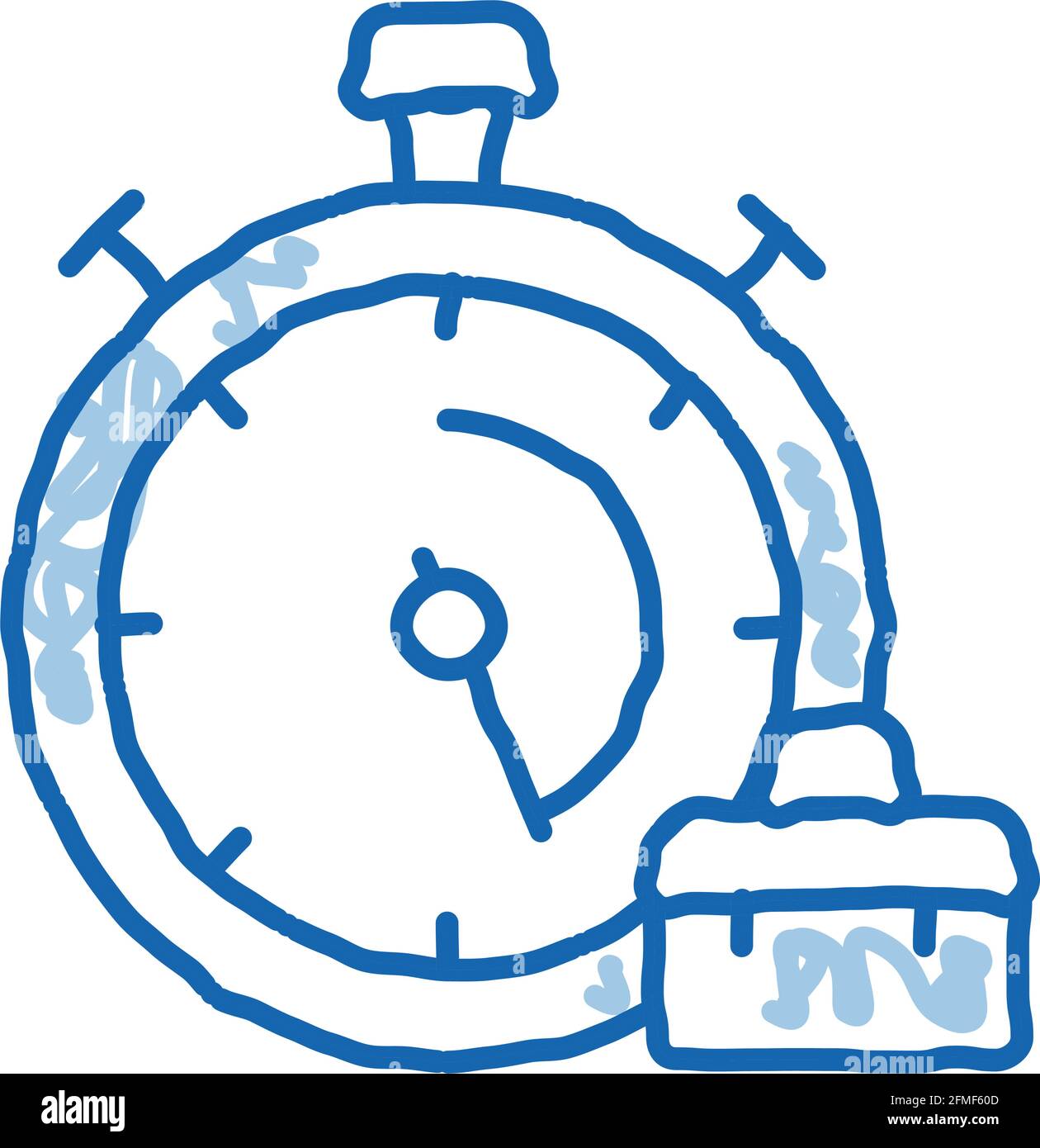 Stopwatch And Suitcase Agile Element doodle icon hand drawn ...