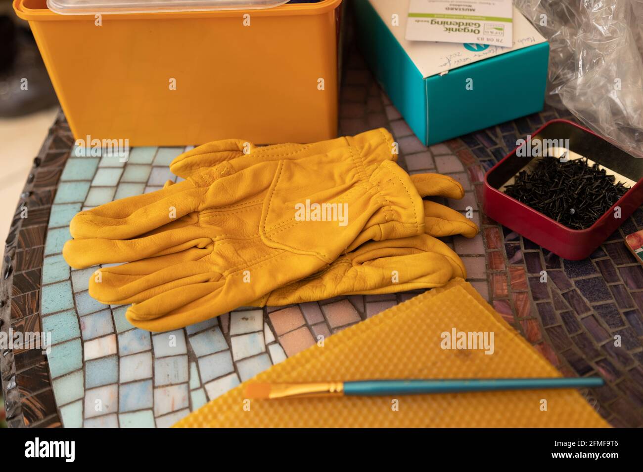 A beekeeper assembling brood frames Stock Photo - Alamy